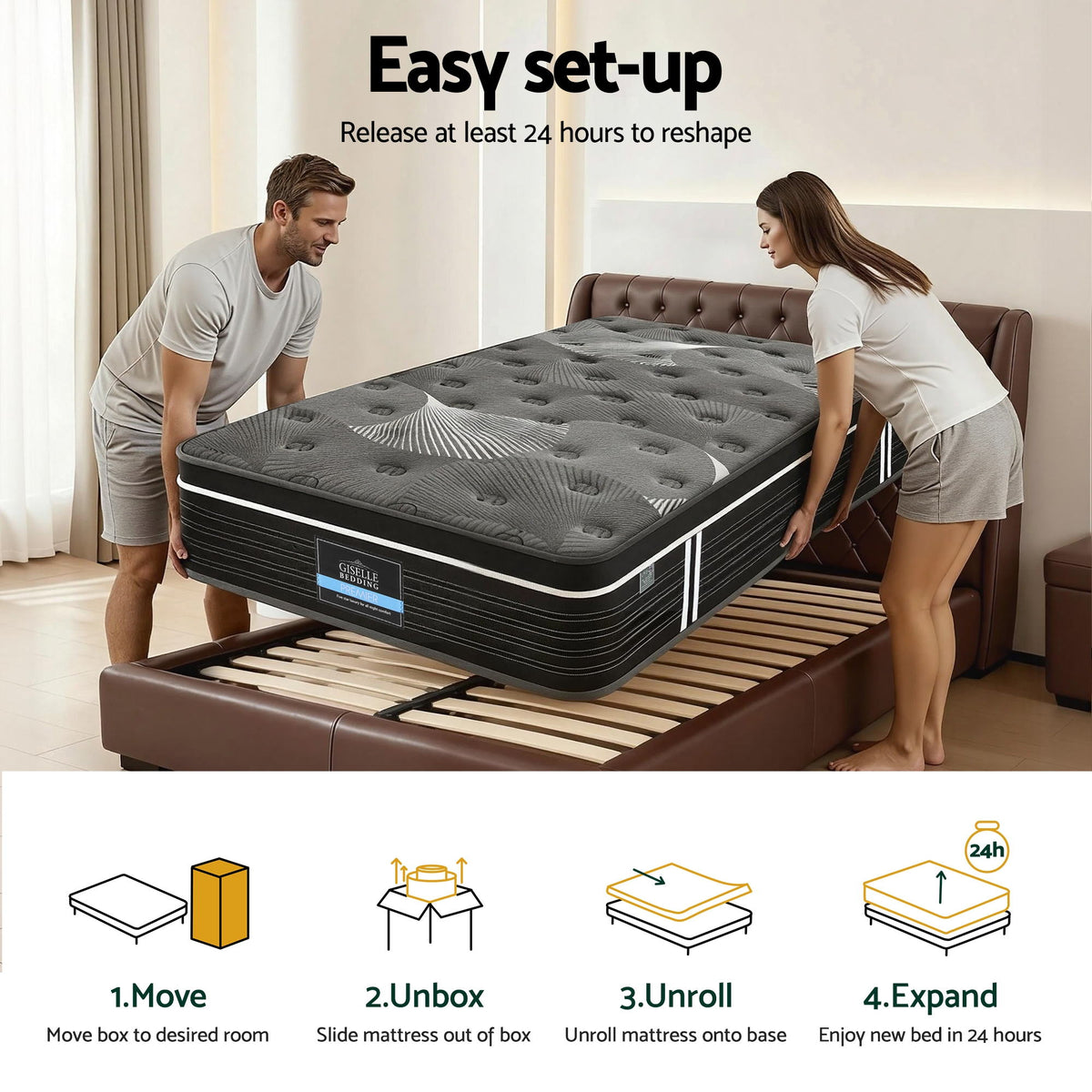 Giselle Bedding 35cm Graphene Memory Foam Medium Firm Euro Top Mattresses King Single