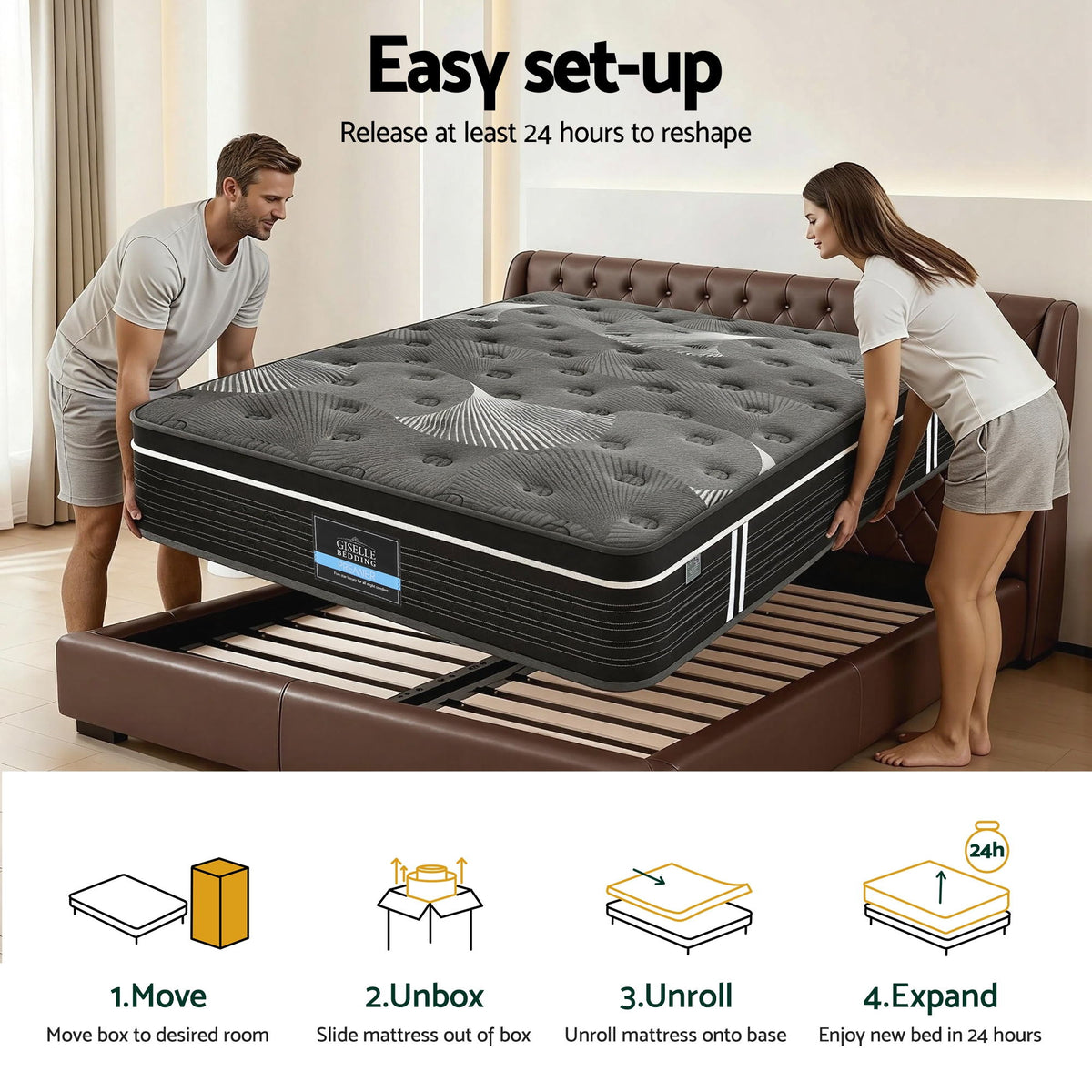Giselle Bedding 35cm Graphene Memory Foam Medium Firm Euro Top Mattresses Queen