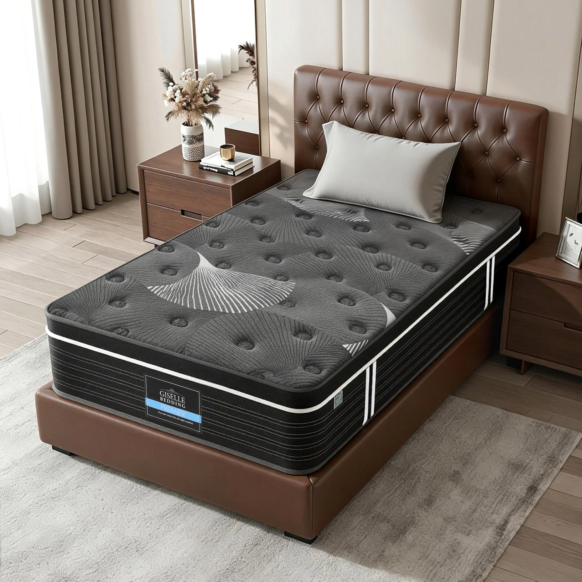 Giselle Bedding 35cm Graphene Memory Foam Medium Firm Euro Top Mattresses Single