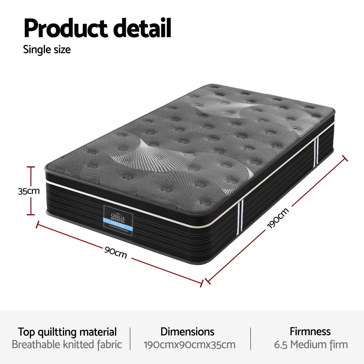 Giselle Bedding 35cm Graphene Memory Foam Medium Firm Euro Top Mattresses Single