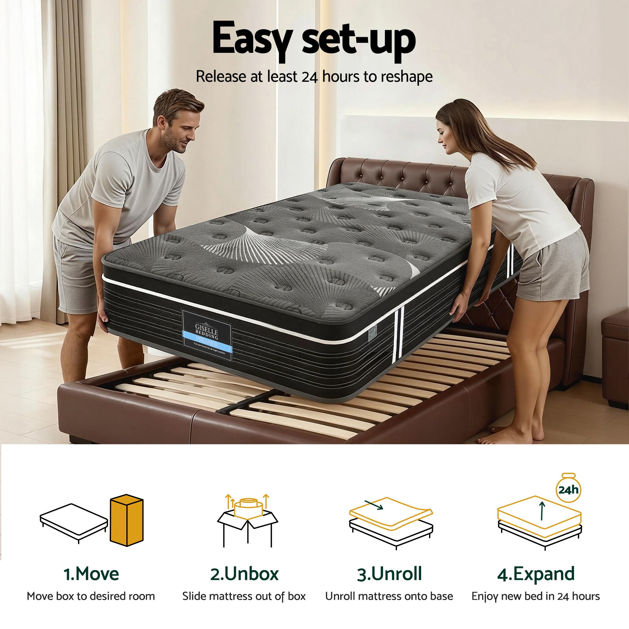 Giselle Bedding 35cm Graphene Memory Foam Medium Firm Euro Top Mattresses Single