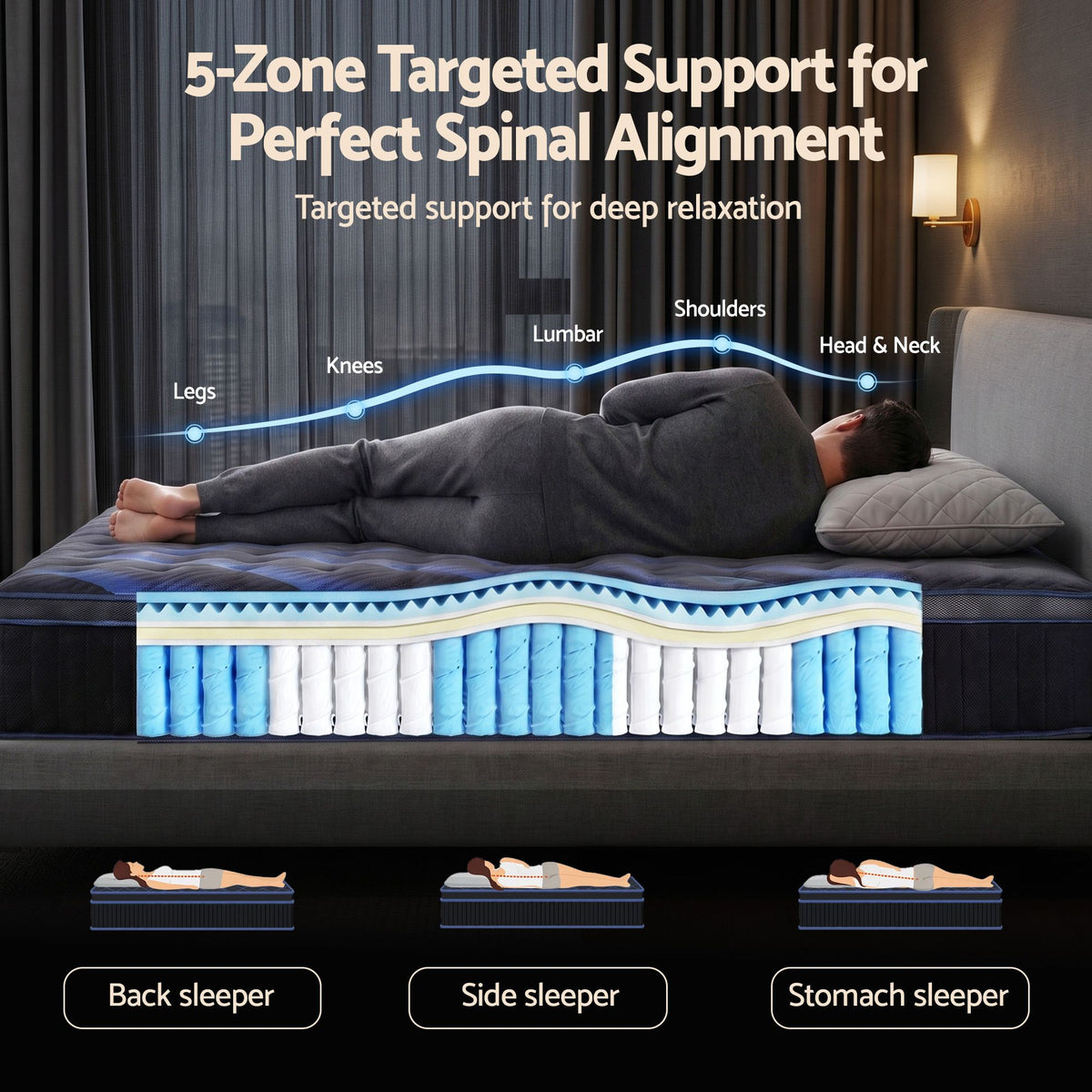 Giselle 34cm Double Hybrid Mattress with Cooling Gel Memory Foam