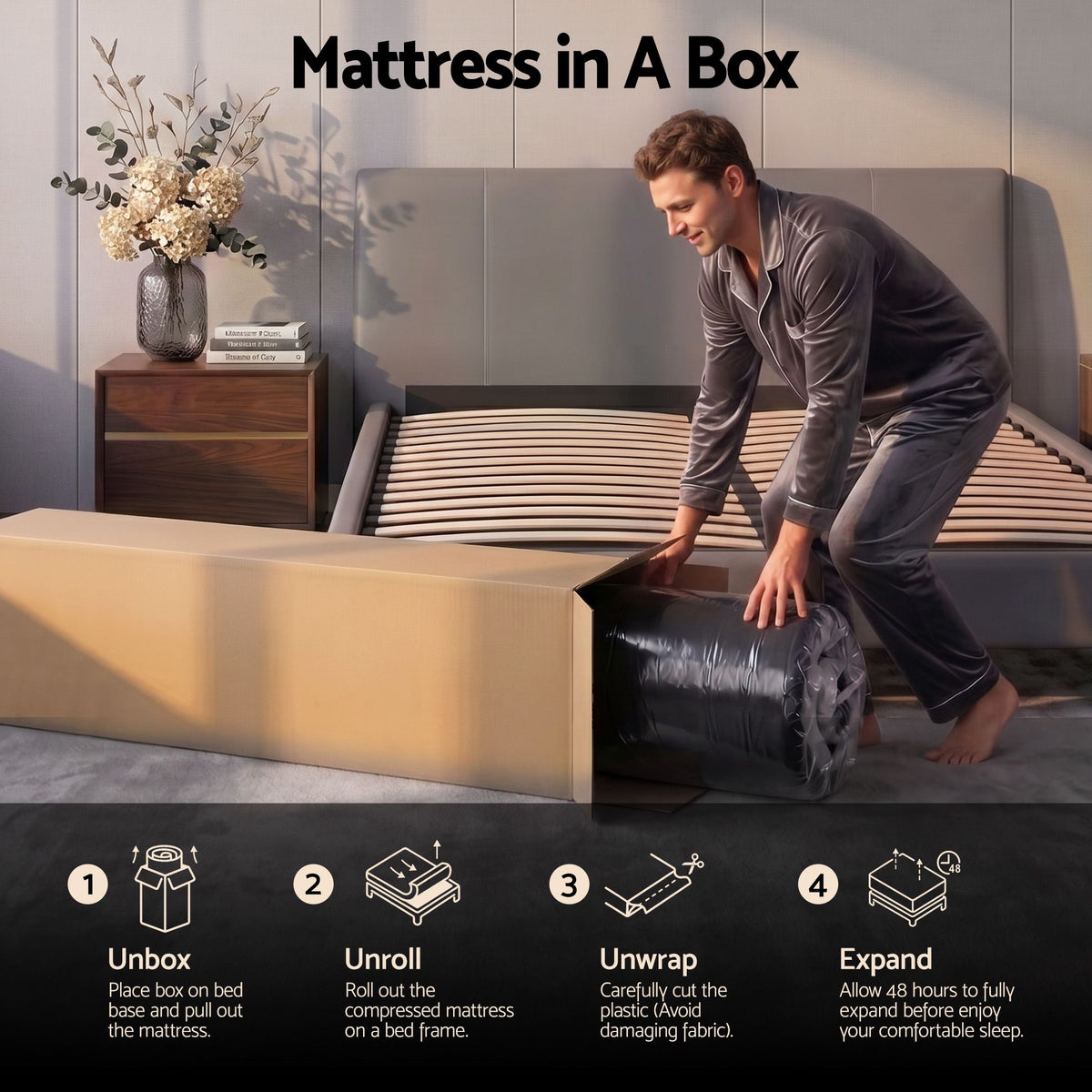 Giselle 34cm Double Hybrid Mattress with Cooling Gel Memory Foam