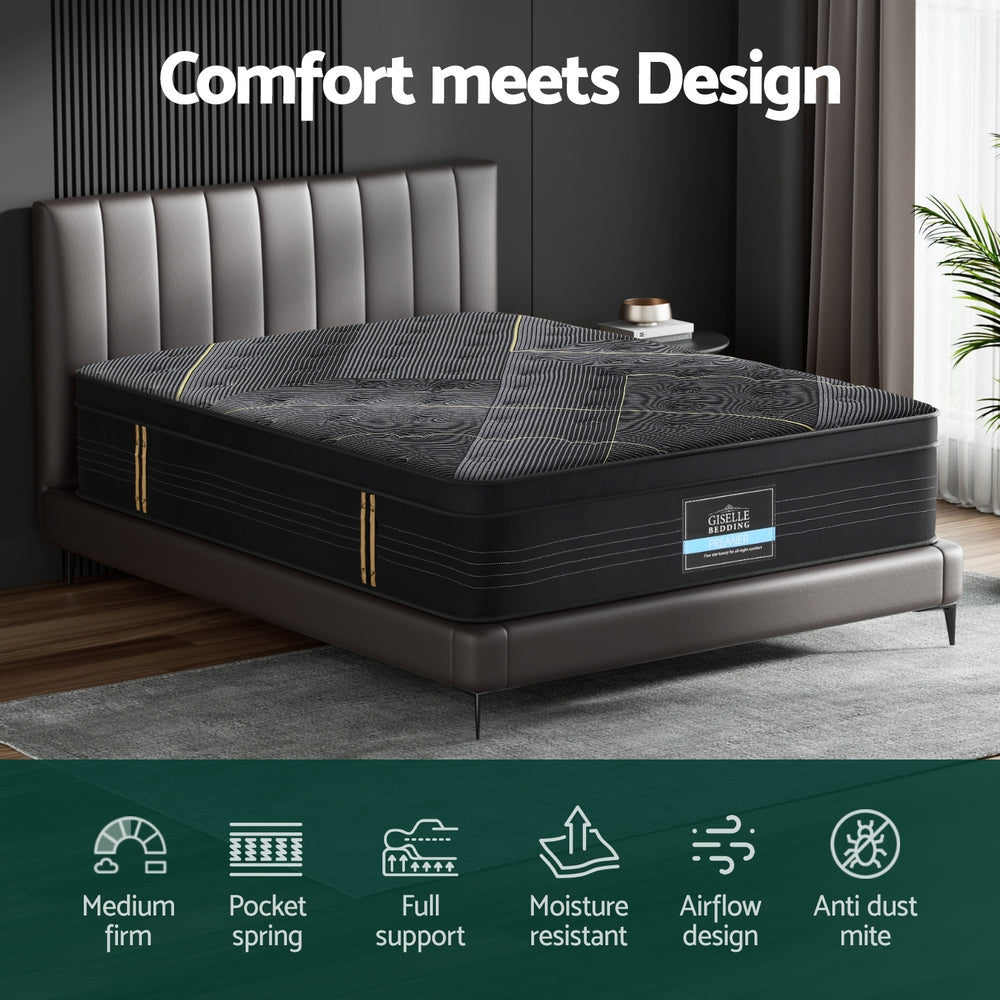 Giselle Mattress Queen Bed Bamboo Pocket Firm Foam - 35cm