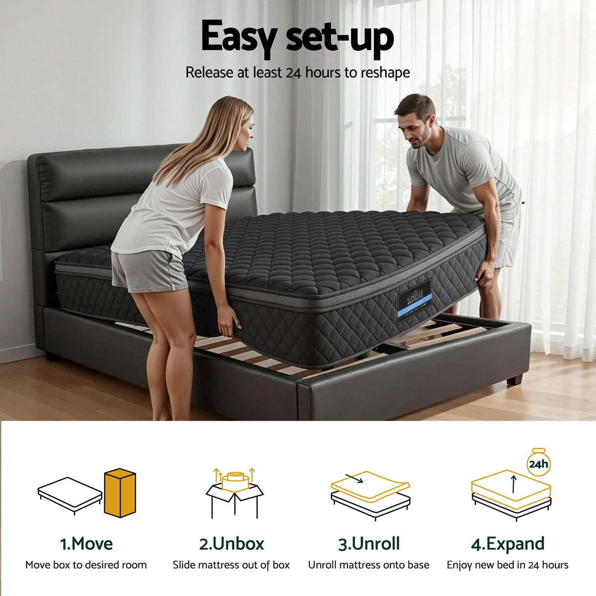 Giselle Bedding Mattress 34cm 5-Zone Pocket Spring Egg-crate Memory Foam King Single