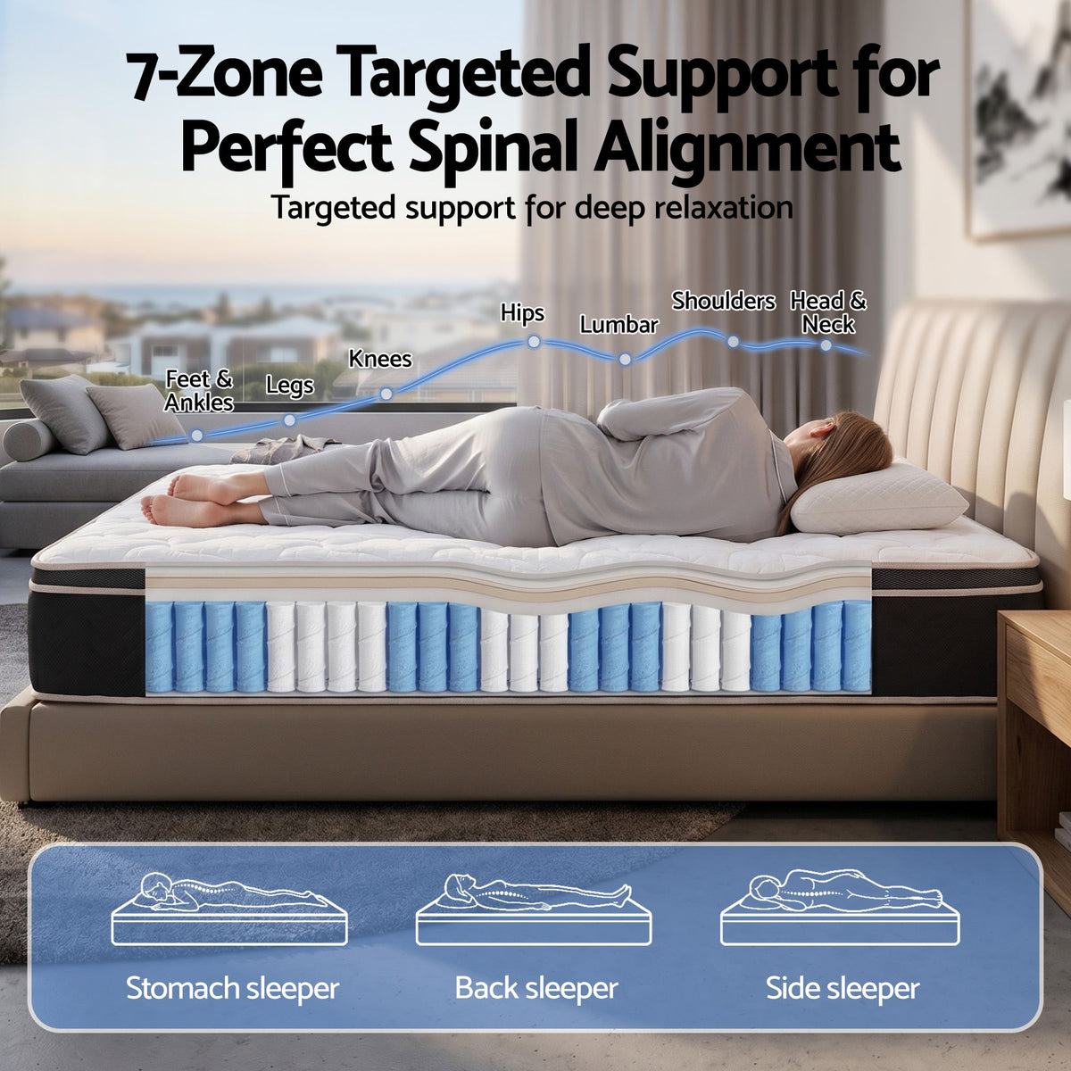 Giselle 35cm King Single Mattress Firm with Copper Memory Foam and Edge Support