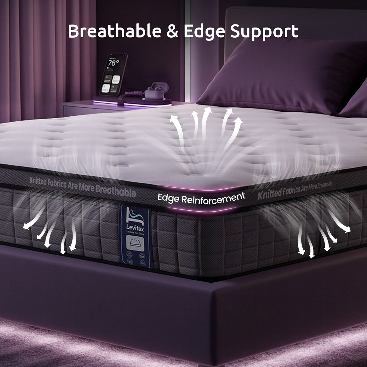 Levitex King Mattress 30cm 5-Zone Pocket Spring Edge Support Medium Firm