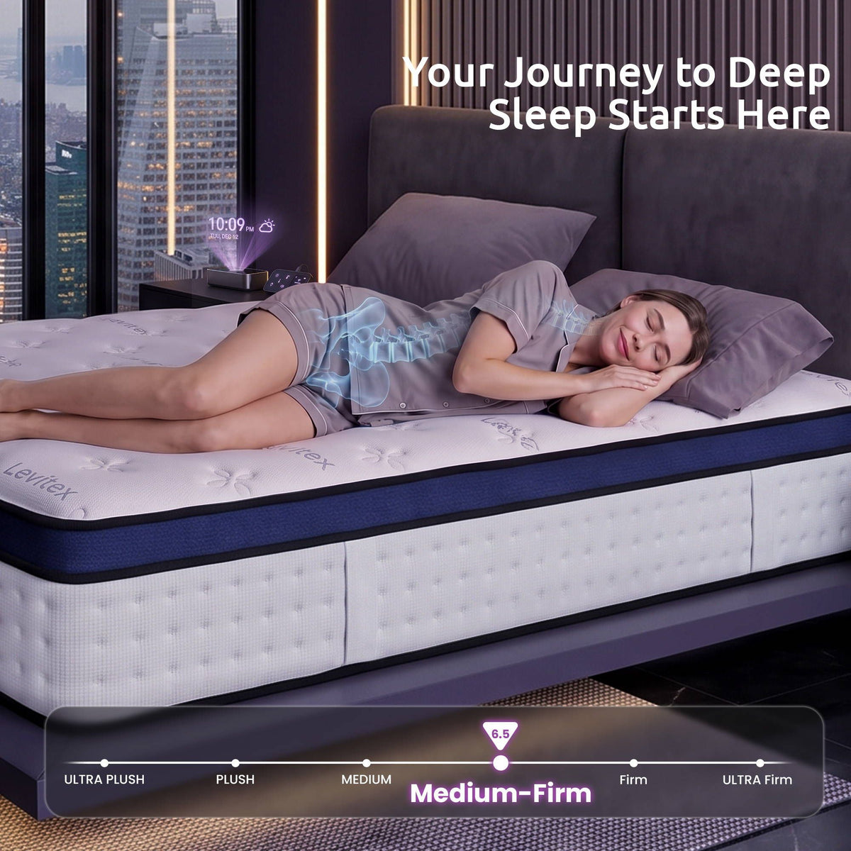 Levitex King Mattress 35cm Gel Memory Foam 7-Zone Pocket Spring Cooling