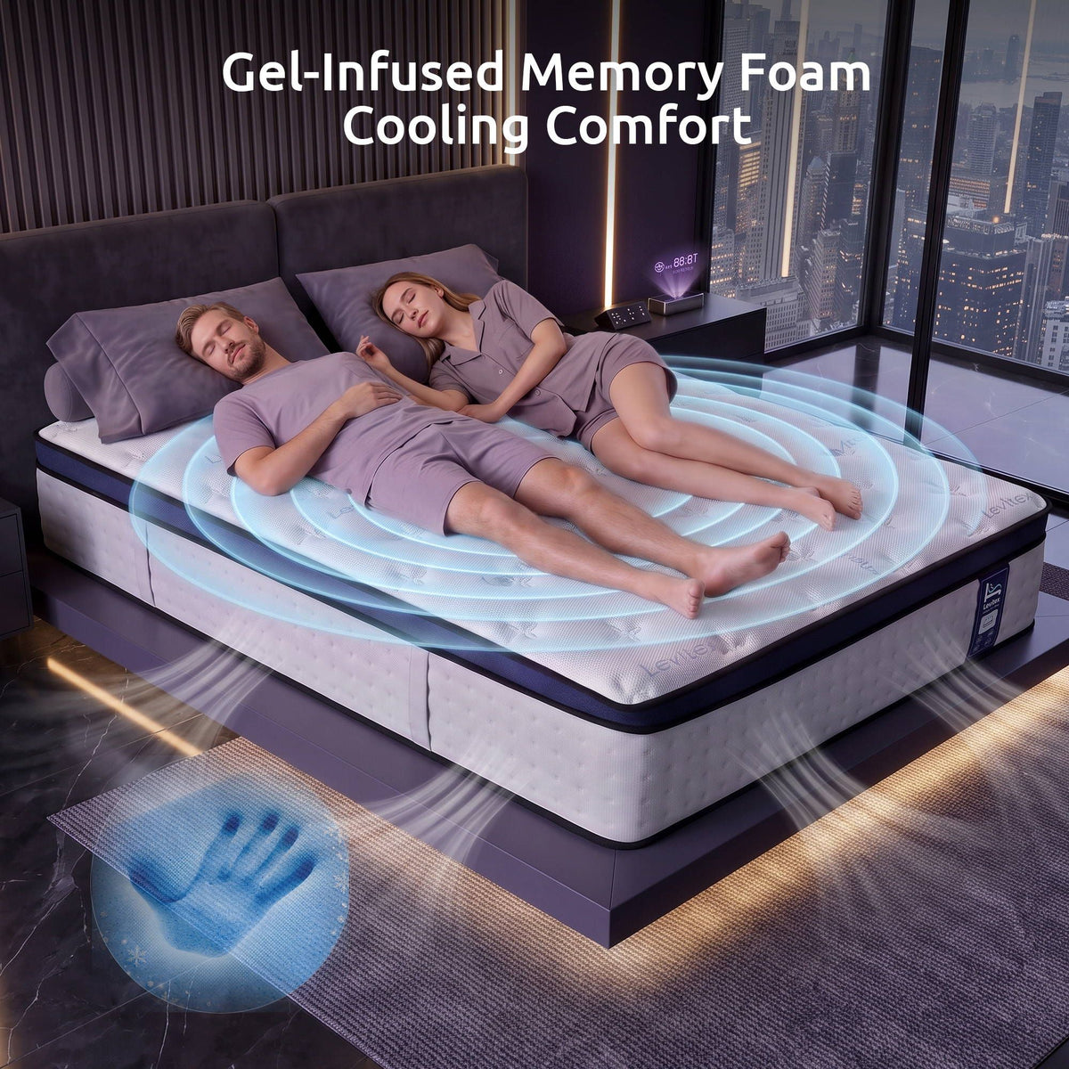 Levitex King Mattress 35cm Gel Memory Foam 7-Zone Pocket Spring Cooling
