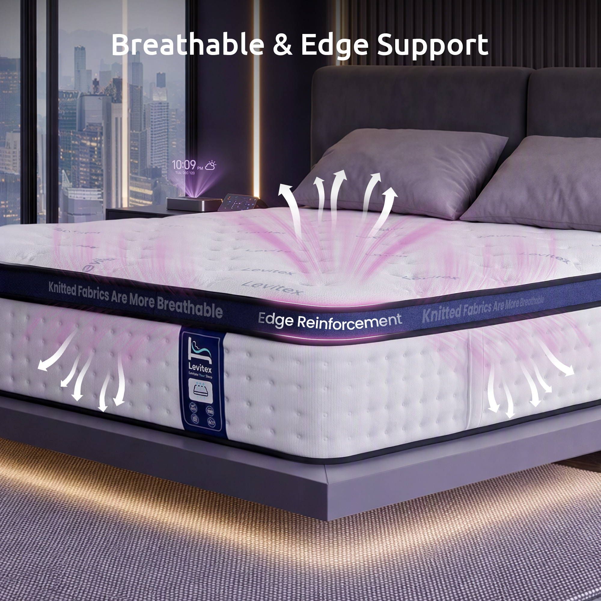 Levitex King Mattress 35cm Gel Memory Foam 7-Zone Pocket Spring Cooling