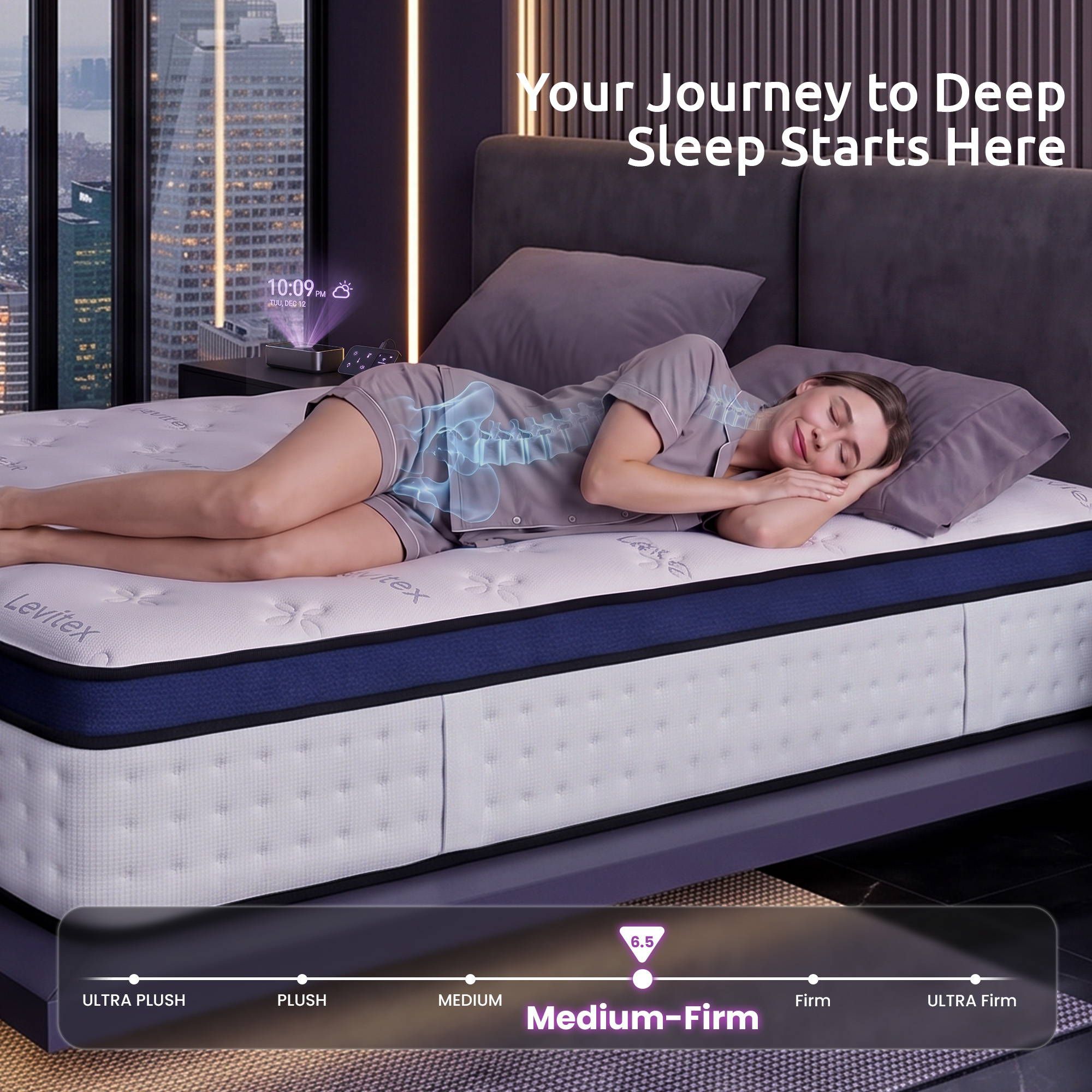 Levitex Queen Mattress 35cm Gel Memory Foam 7-Zone Pocket Spring Cooling