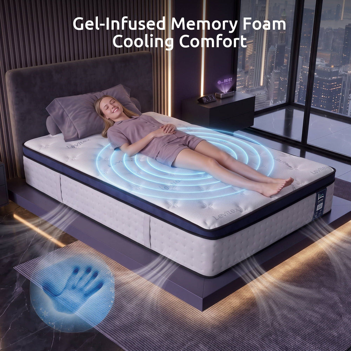 Levitex Single Mattress 35cm Gel Memory Foam 7-Zone Pocket Spring Cooling