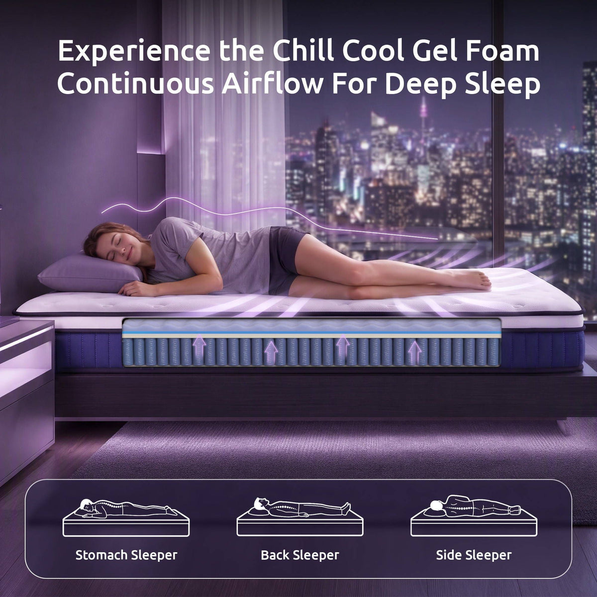 Levitex Double Mattress 23cm Pocket Spring Cooling Gel Foam Medium Firm Bed