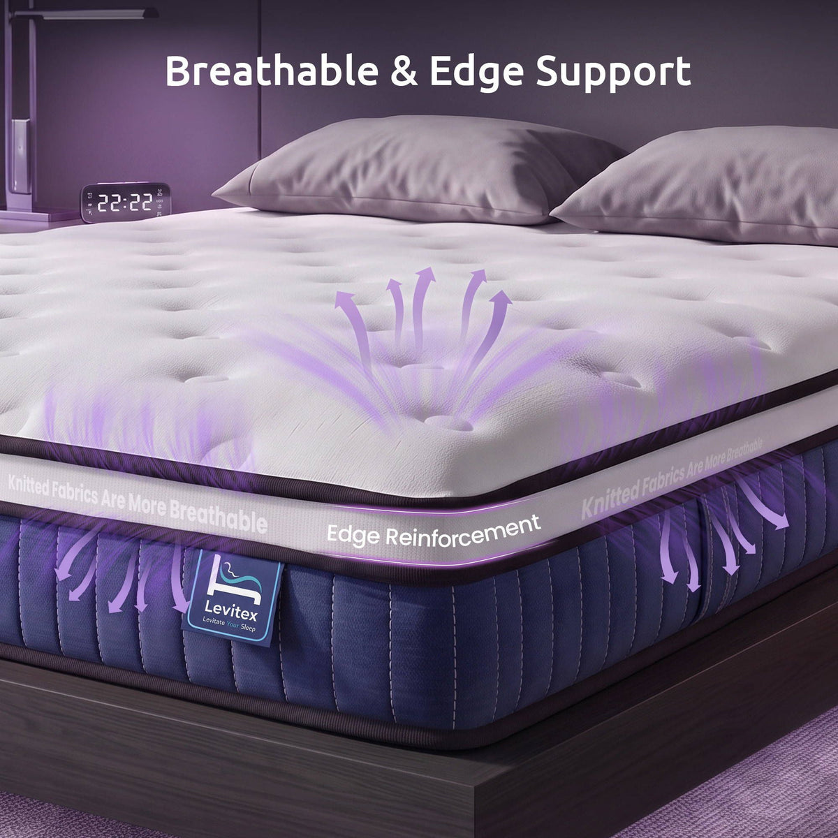 Levitex Double Mattress 23cm Pocket Spring Cooling Gel Foam Medium Firm Bed