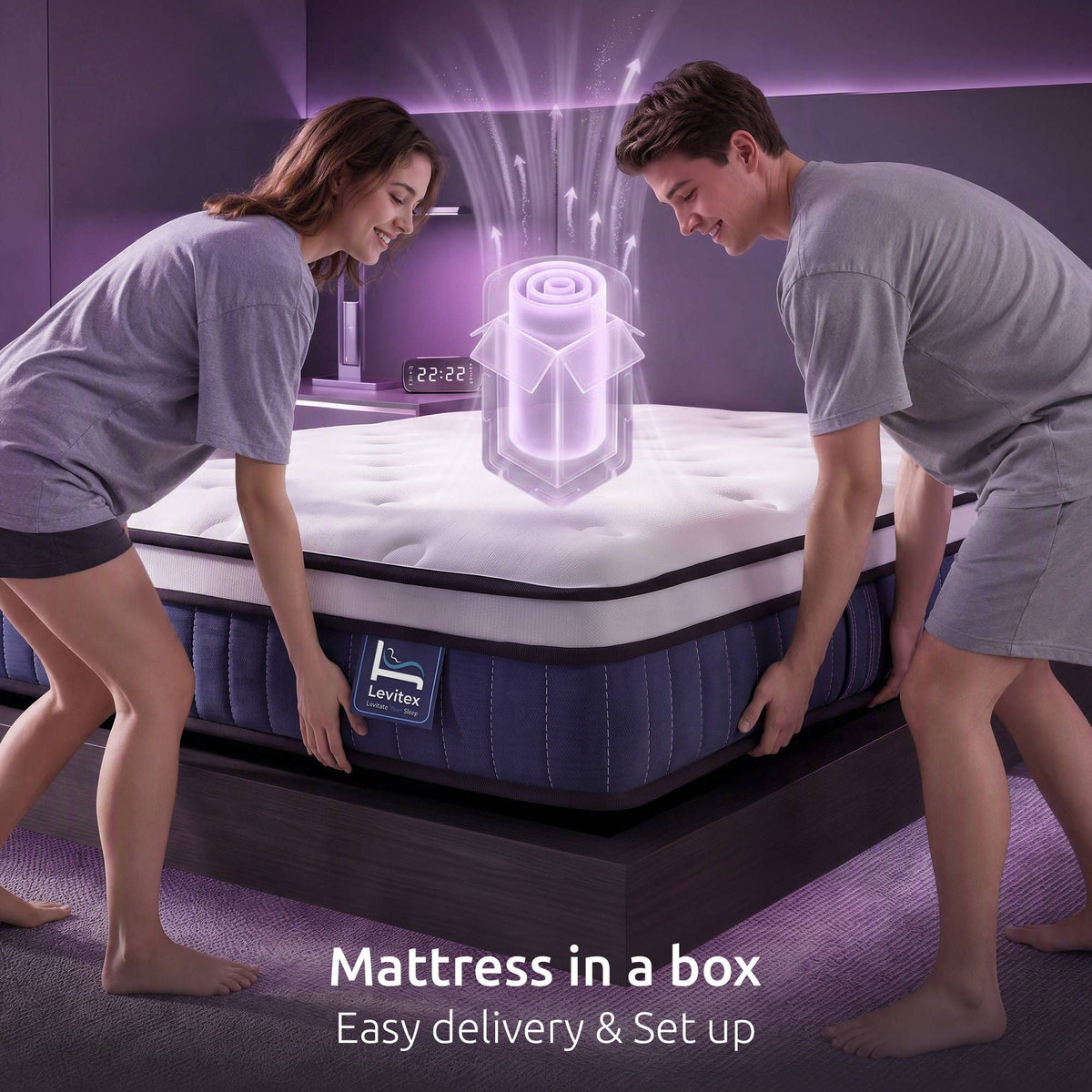 Levitex Double Mattress 23cm Pocket Spring Cooling Gel Foam Medium Firm Bed