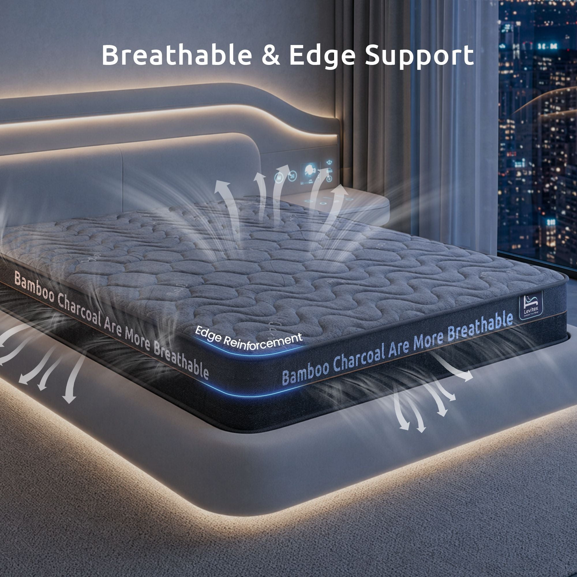 Levitex Hybrid Pocket Spring Mattress 25 cm Firm Double with 4 cm Egg Crate Foam