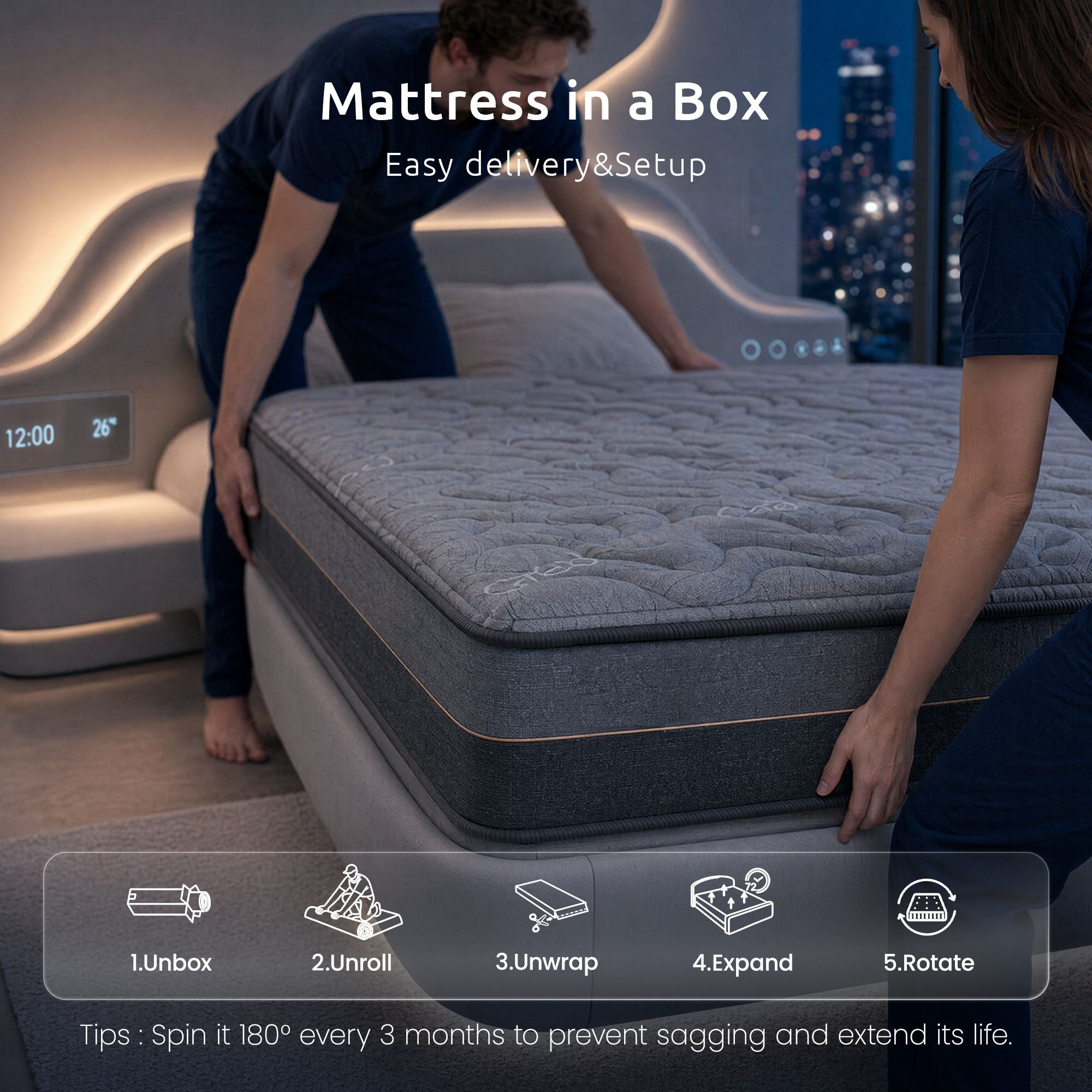 Levitex Hybrid Pocket Spring Mattress 25 cm Firm Double with 4 cm Egg Crate Foam