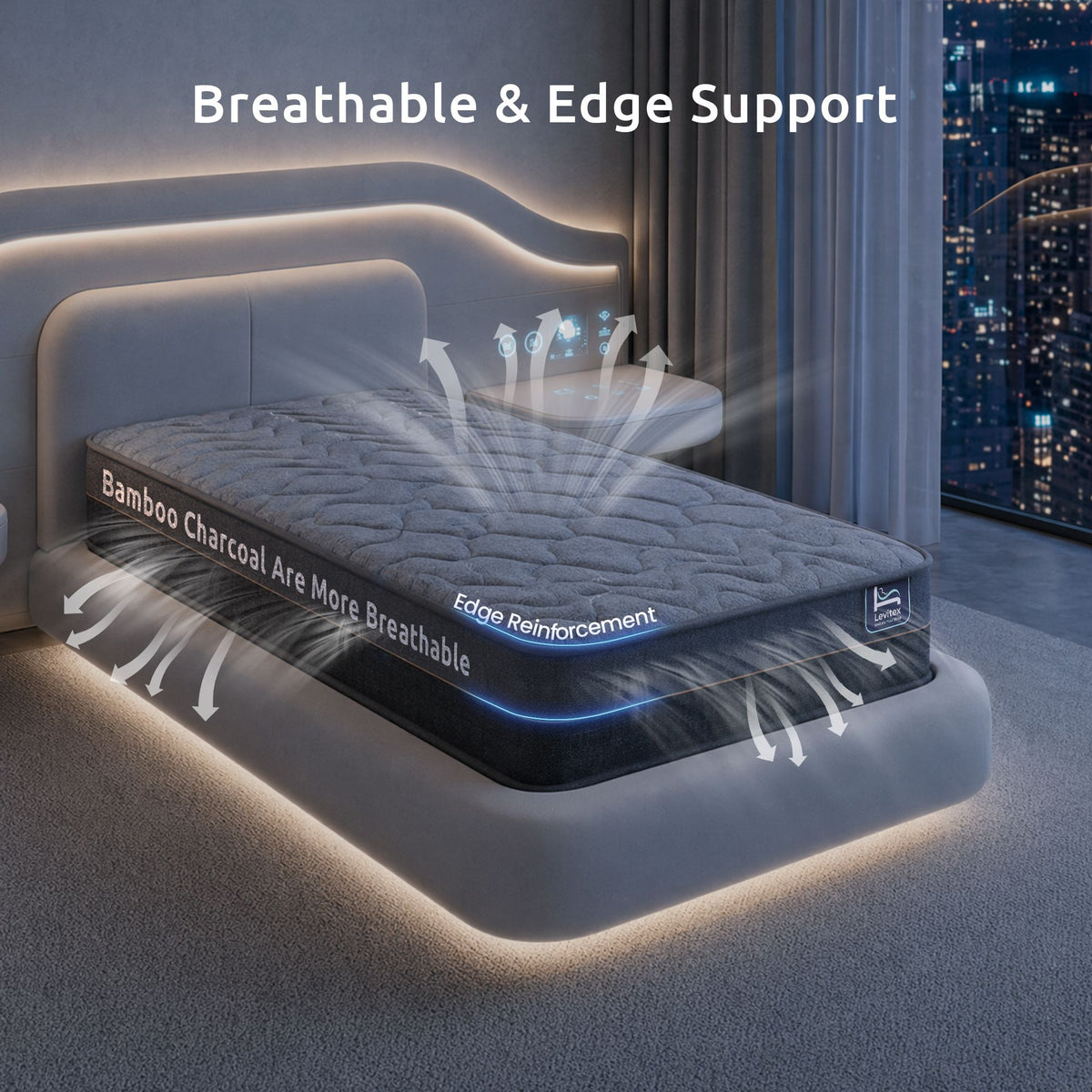 Levitex Firm 25cm Hybrid Pocket Spring Mattress King Single with Egg Crate Foam