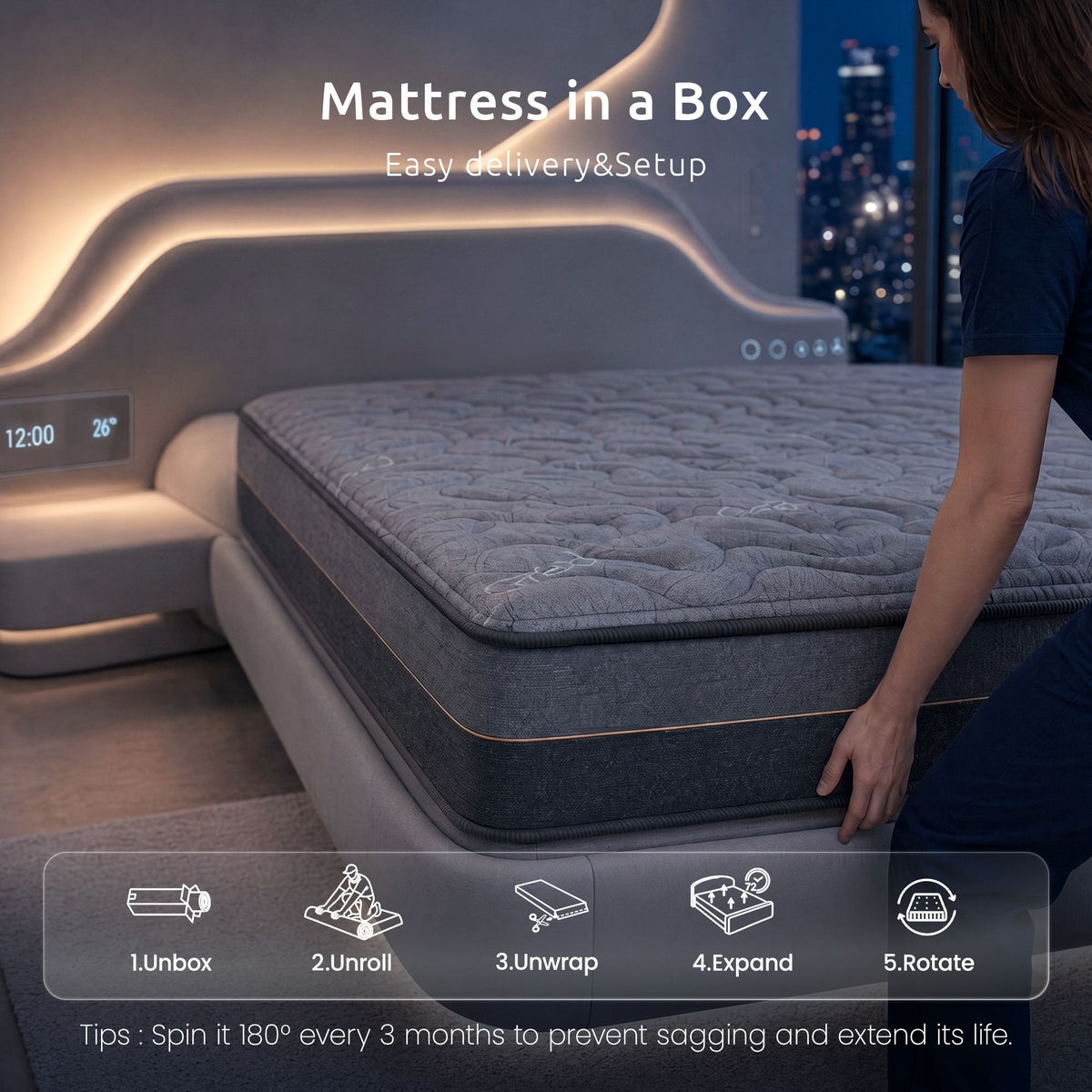 Levitex Firm 25cm Hybrid Pocket Spring Mattress King Single with Egg Crate Foam