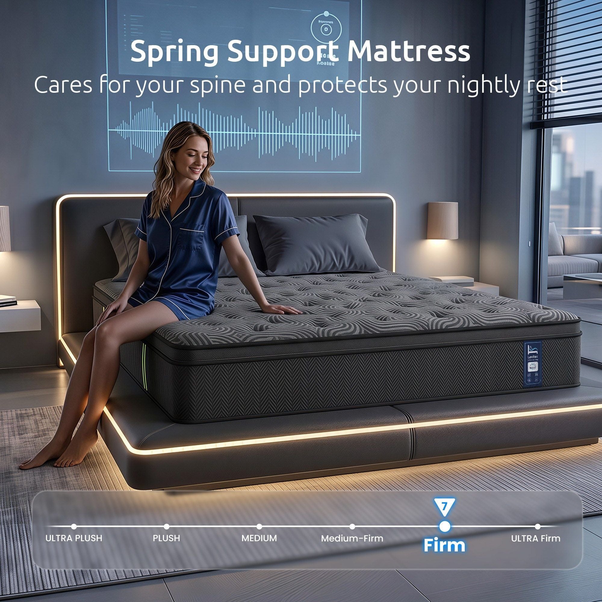 Levitex 34cm Pocket Spring Gel Memory Foam Hybrid Mattress Back Pain Double