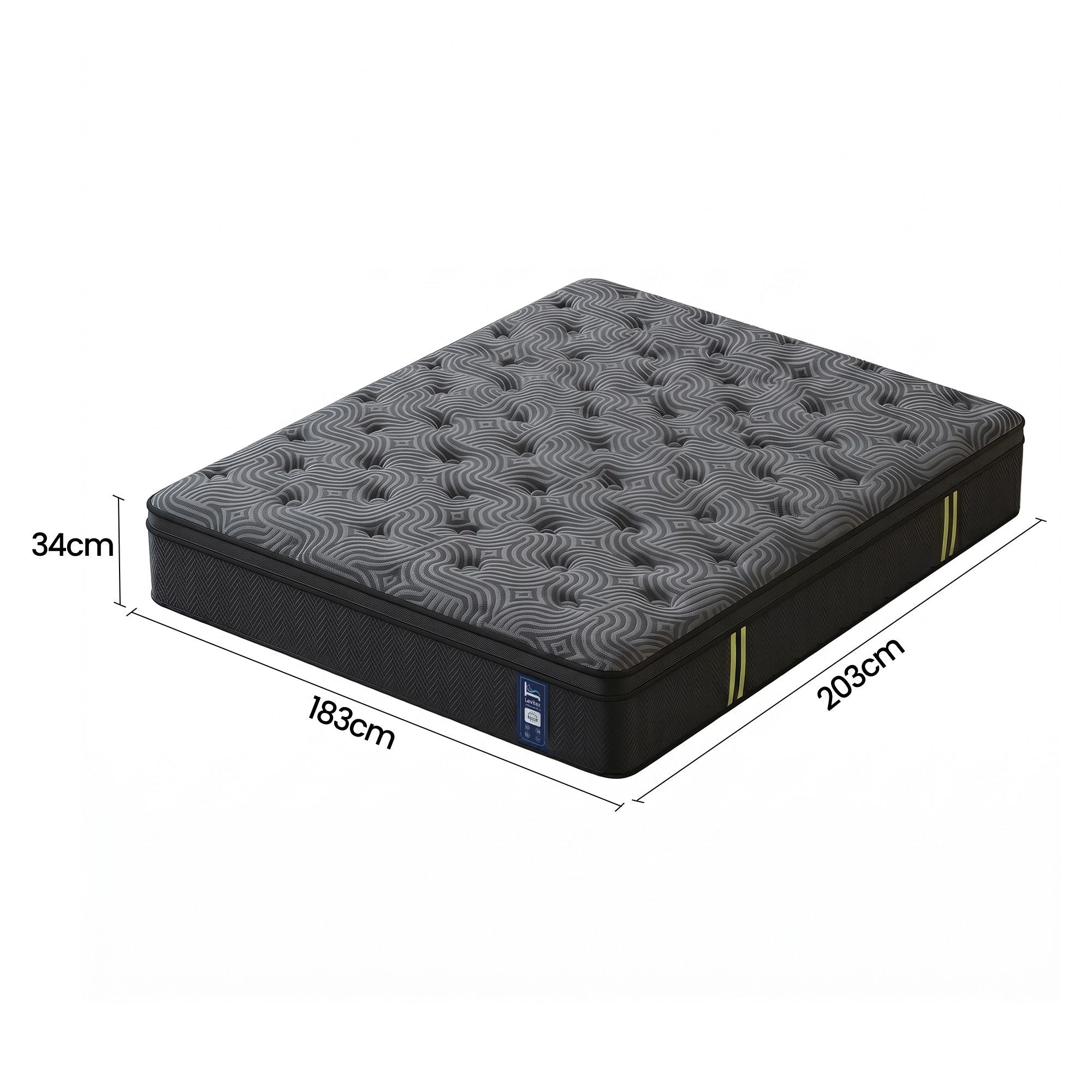 Levitex 34cm Pocket Spring Gel Memory Foam Hybrid Mattress Back Pain King