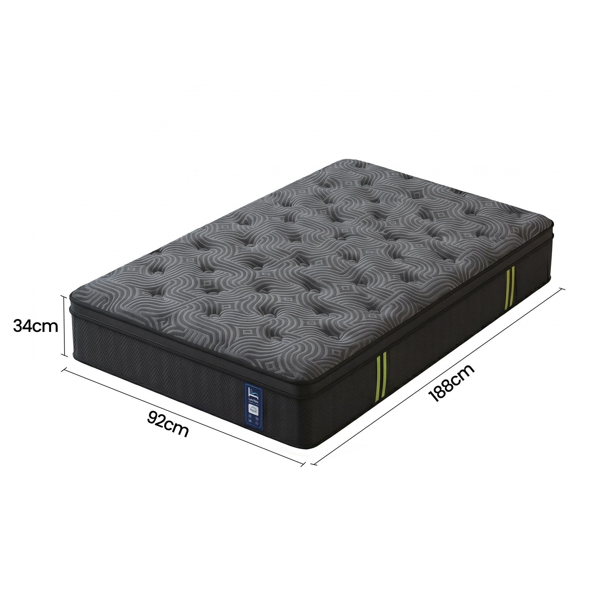 Levitex 34cm Pocket Spring Gel Memory Foam Hybrid Mattress Back Pain Single
