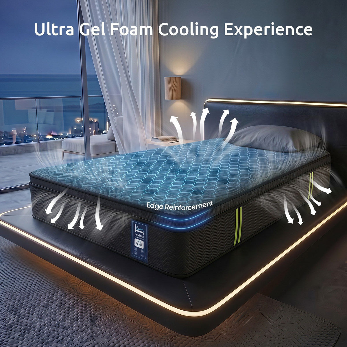 Levitex 34cm Pocket Spring Gel Memory Foam Hybrid Mattress Back Pain Single