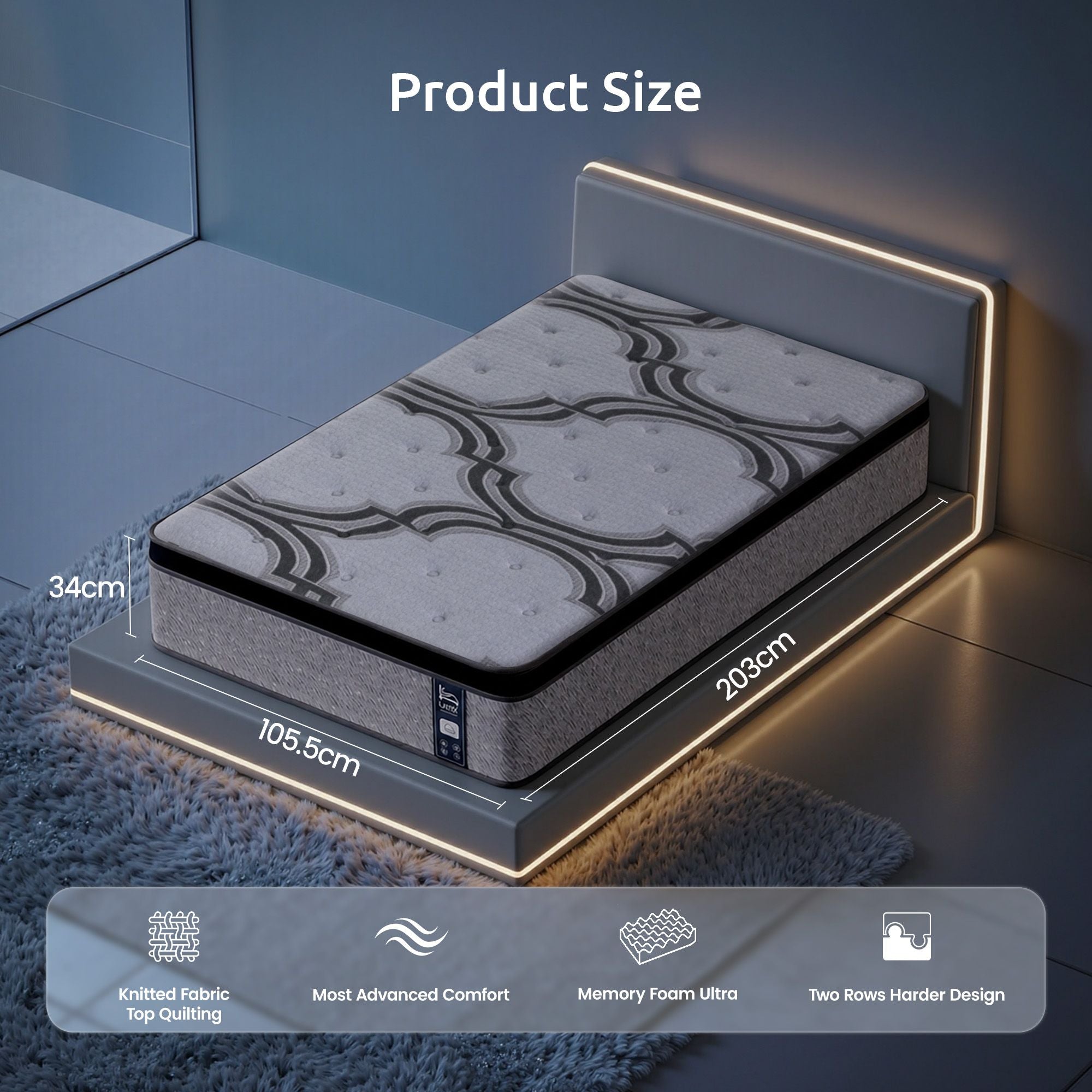Levitex 5-Zone Pocket Spring Latex Memory Foam Hybrid Mattress King Single