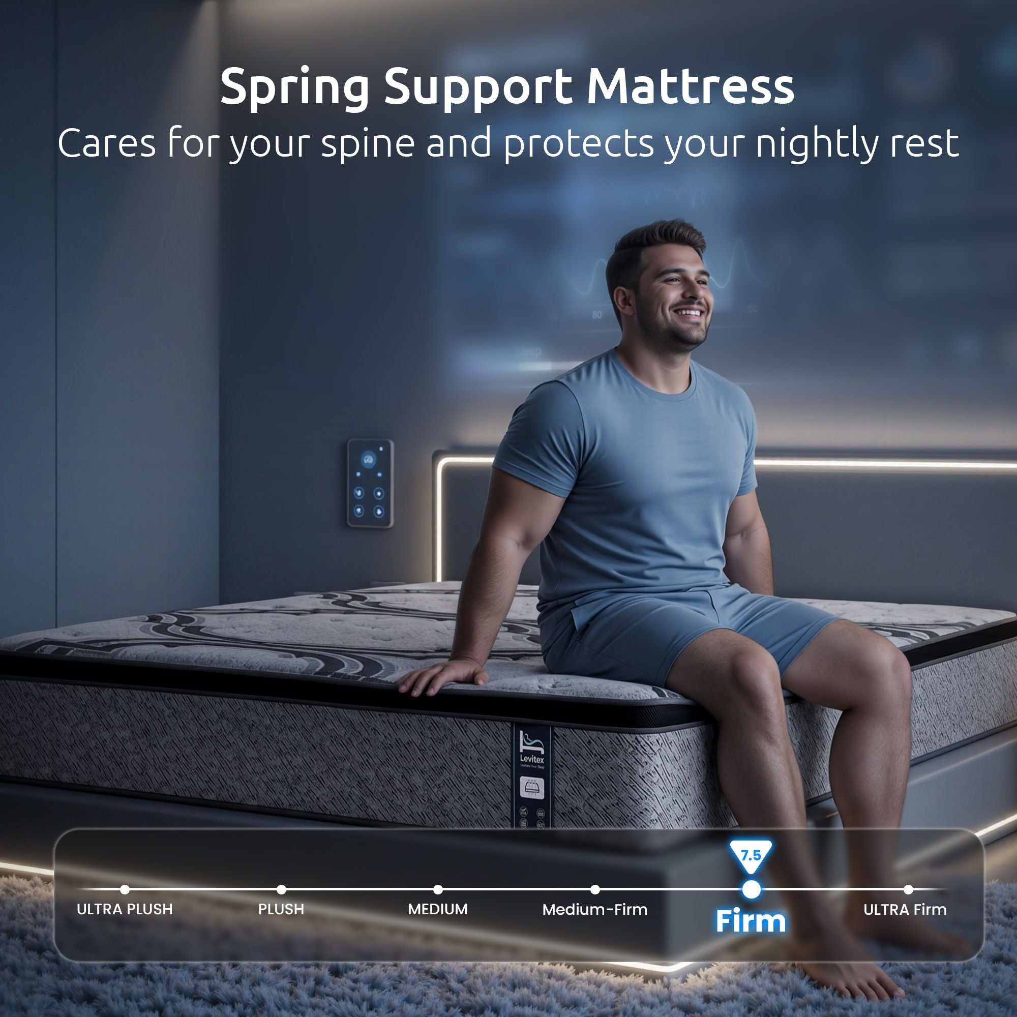 Levitex 5-Zone Pocket Spring Latex Memory Foam Hybrid Mattress Queen 34cm