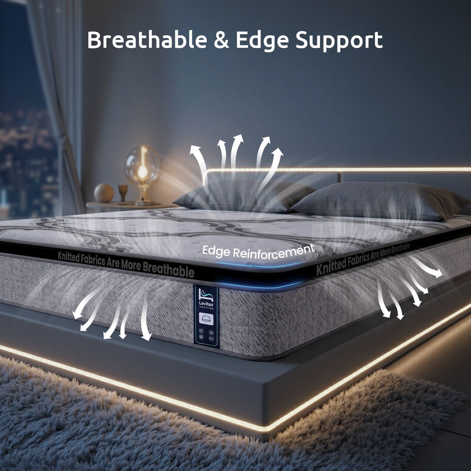 Levitex 5-Zone Pocket Spring Latex Memory Foam Hybrid Mattress Queen 34cm