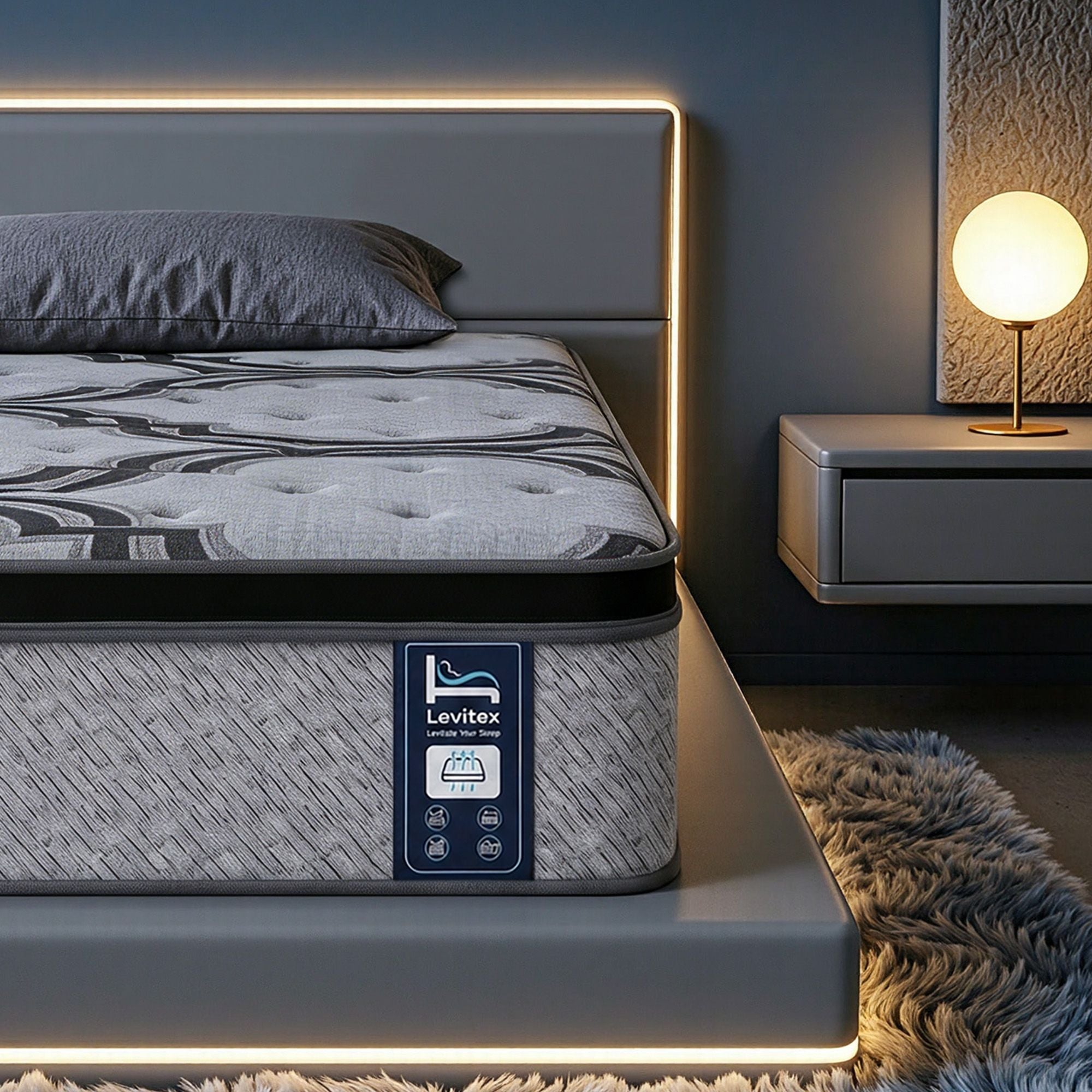 Levitex 5-Zone Pocket Spring Latex Memory Foam Hybrid Mattress Single 34cm