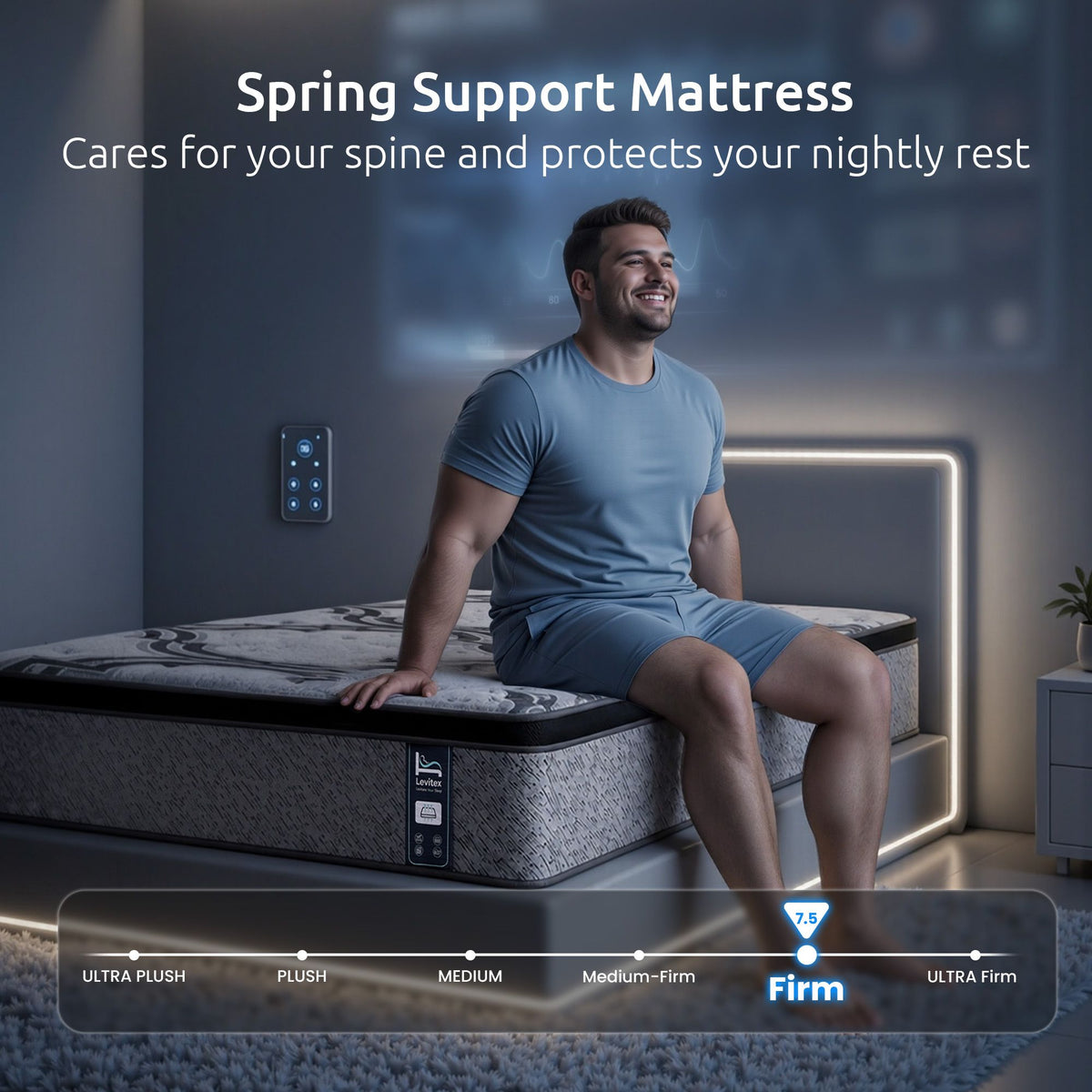 Levitex 5-Zone Pocket Spring Latex Memory Foam Hybrid Mattress Single 34cm