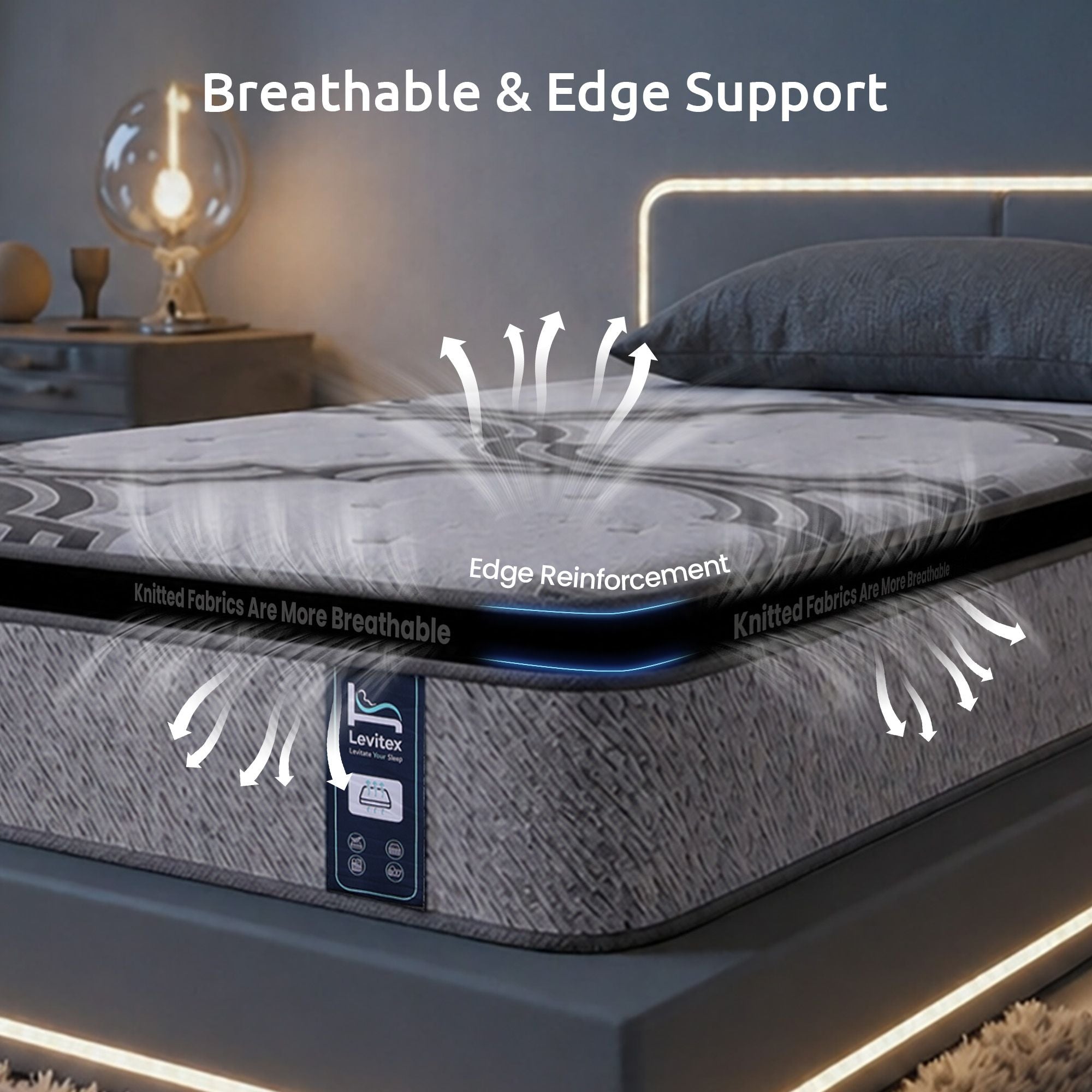 Levitex 5-Zone Pocket Spring Latex Memory Foam Hybrid Mattress Single 34cm