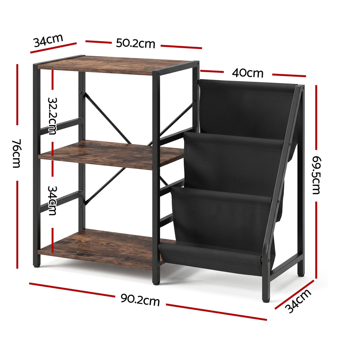 Artiss Record Player Stand 3-Tier Vinyl Storage 200 Albums Reversible