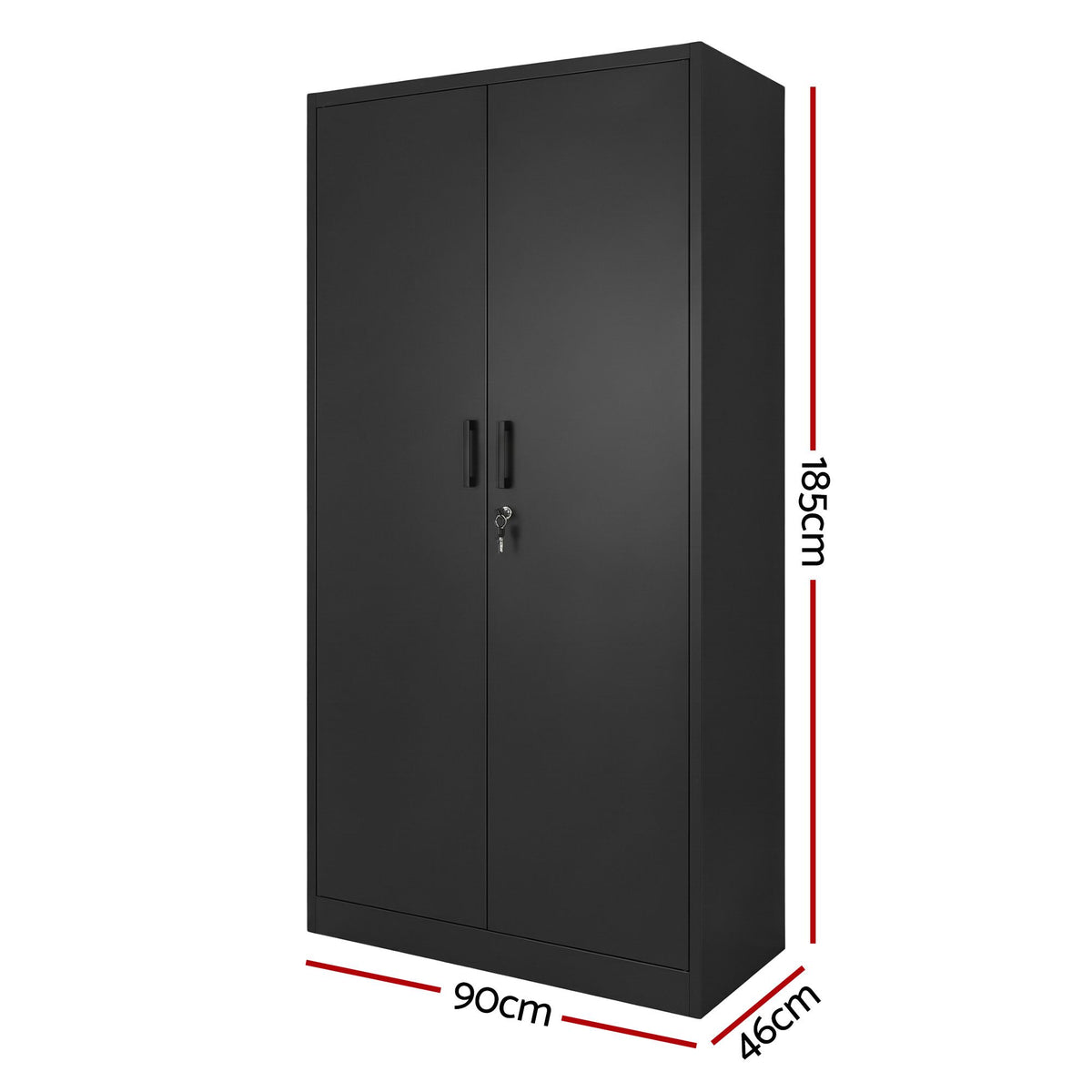 Artiss 185cm Metal Filing Cabinet Locker File Storage Cupboard Office Black