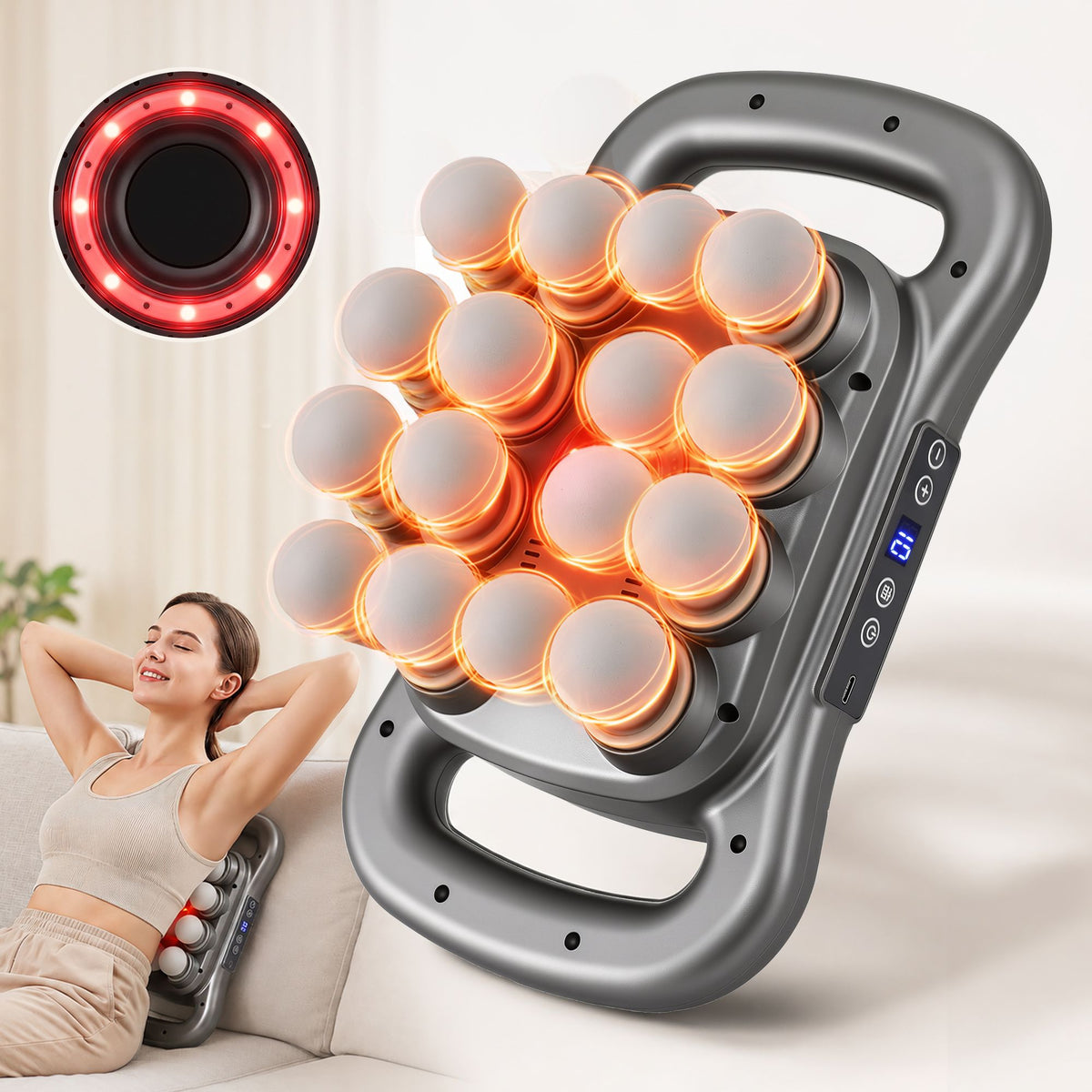 Everfit Deep Tissue Massager 16 Heads 20 Intensities Percussion Gun Rechargeable