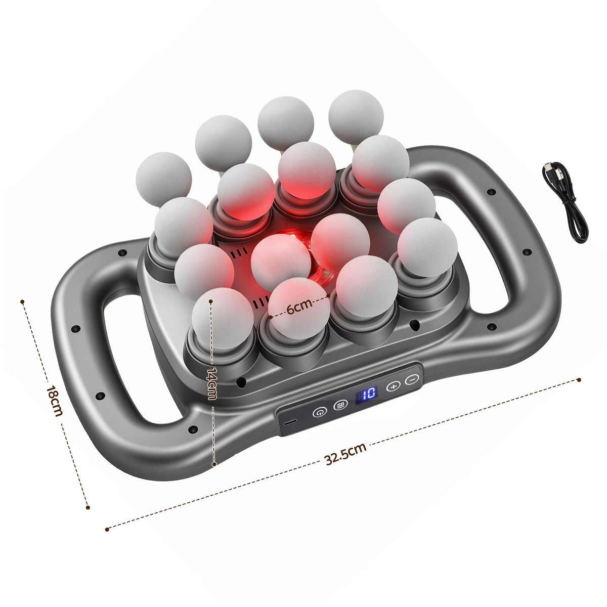 Everfit Deep Tissue Massager 16 Heads 20 Intensities Percussion Gun Rechargeable