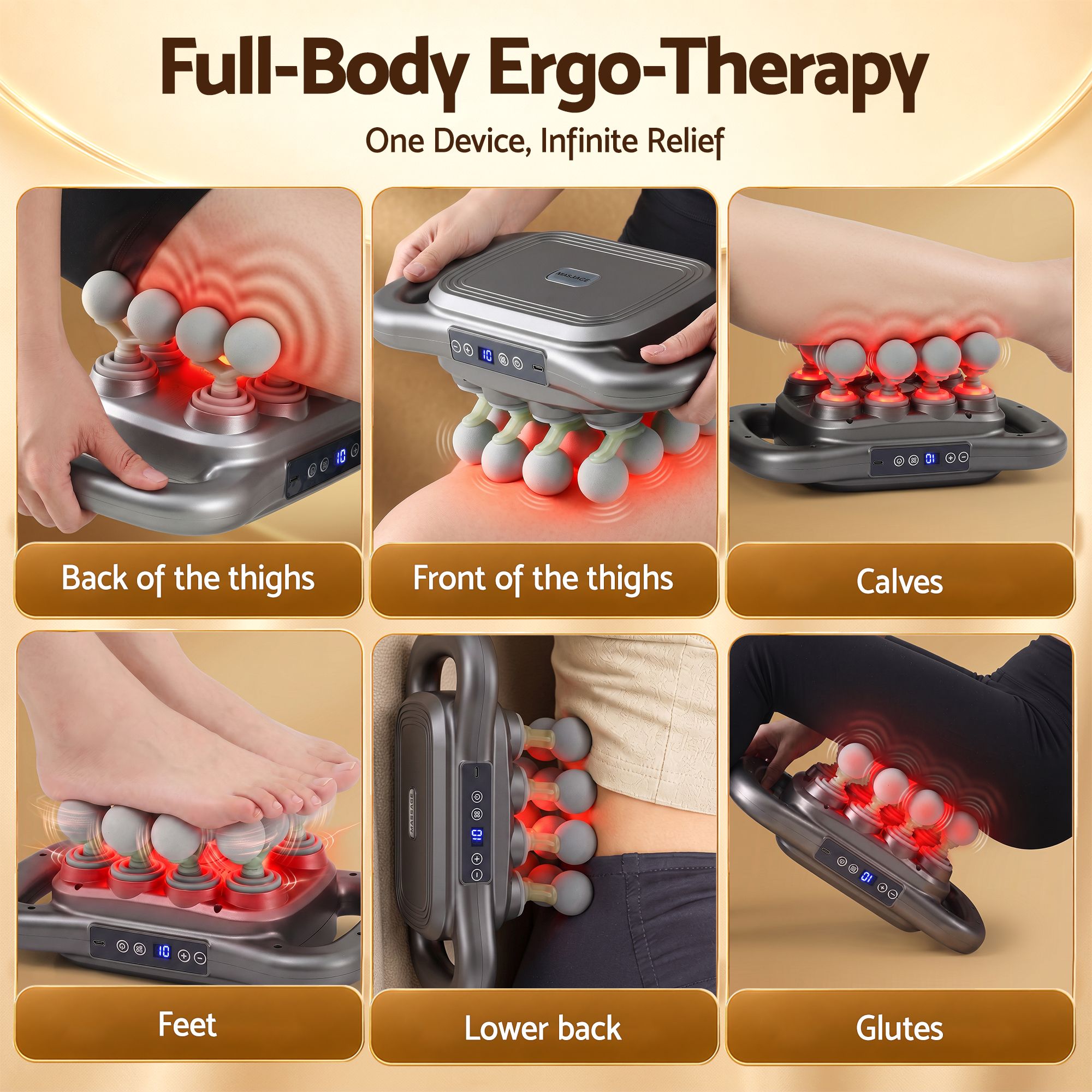 Everfit Deep Tissue Massager 16 Heads 20 Intensities Percussion Gun Rechargeable