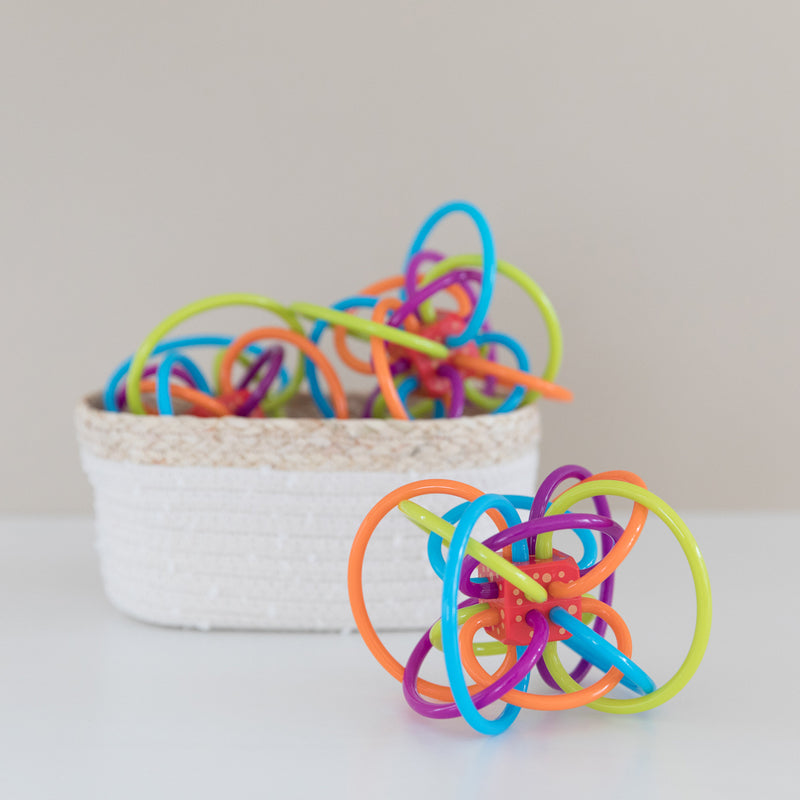 Manhattan Winkel Teething Rattle Soft Plastic Loops Baby Sensory Toy Newborn Safe