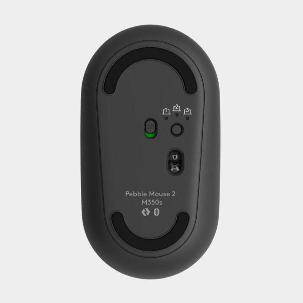 Logitech Pebble M350S Wireless Optical Mouse Bluetooth Low Energy Silent Clicks Multi-Device 1000 dpi Slim Graphite