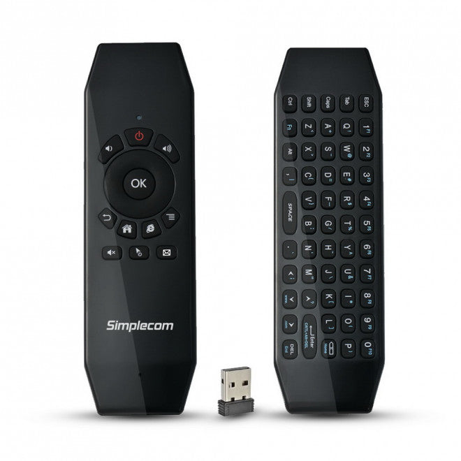 Simplecom 2.4GHz Wireless Remote Air Mouse Keyboard with IR Learning 6 Axis Gyroscope Nano USB Receiver for PC Mac