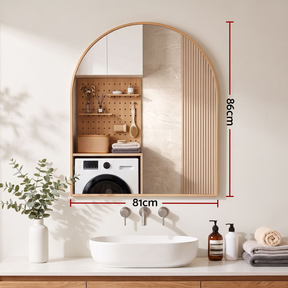 Embellir Arch Wall Mirror Decorative Gold Frame 86x81cm Bathroom Vanity Mirror