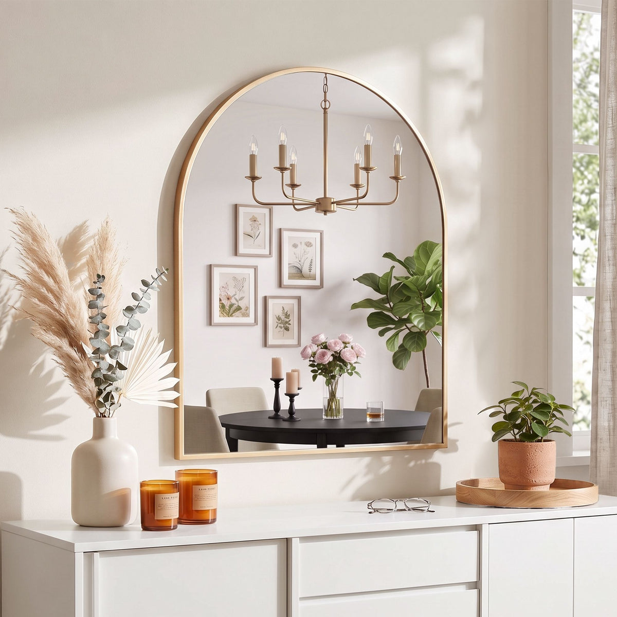 Embellir Arch Wall Mirror Decorative Gold Frame 86x81cm Bathroom Vanity Mirror