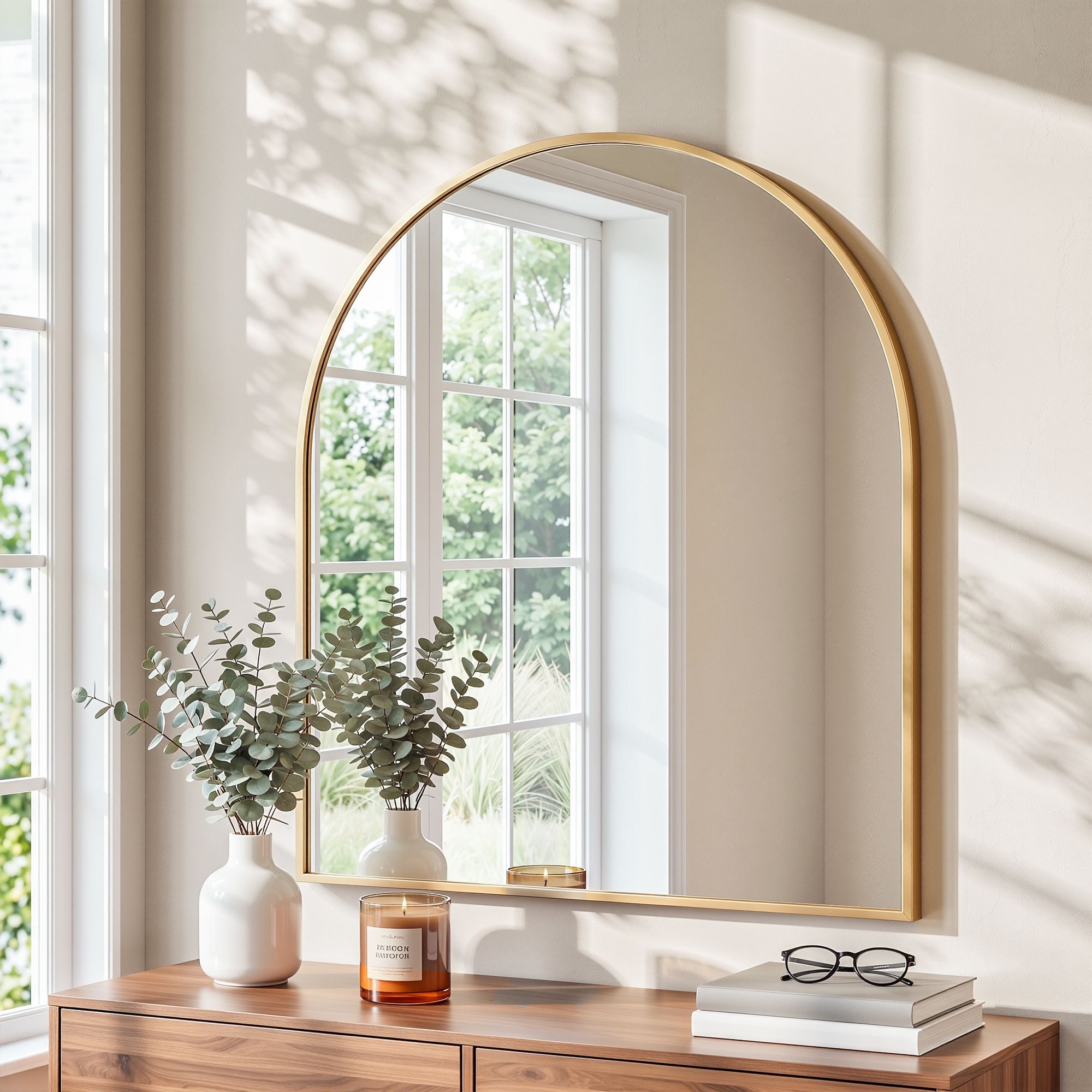 Embellir Arch Wall Mirror Decorative Gold Frame 86x81cm Bathroom Vanity Mirror
