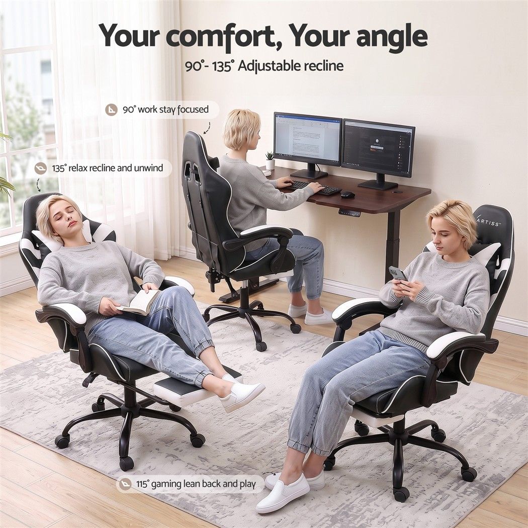 Artiss Ergonomic Gaming Office Chair with 2 Point Message Black