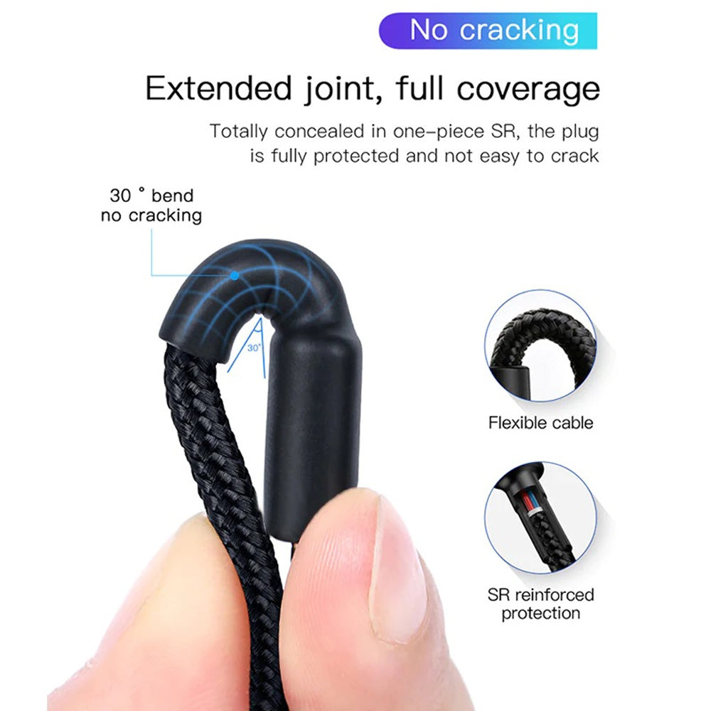 USP BoostUp Braided USB-C to USB-C Cable 1M Black 3A Fast Charge Pure Copper Aluminium Plug Velcro for Galaxy iPhone iPad