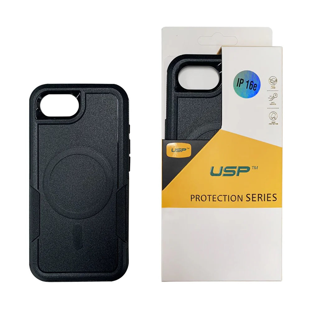 USP Armor Light Case for iPhone 17e and iPhone 16e MagSafe Built-in Magnets Drop Protection Raised Edges 6.1 Inch Black
