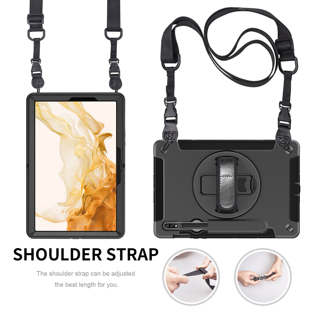 USP Rugged Case for Samsung Galaxy Tab S10 Lite S10 FE S9 S9 FE Military Grade Shock Absorbing Hand Strap Kickstand