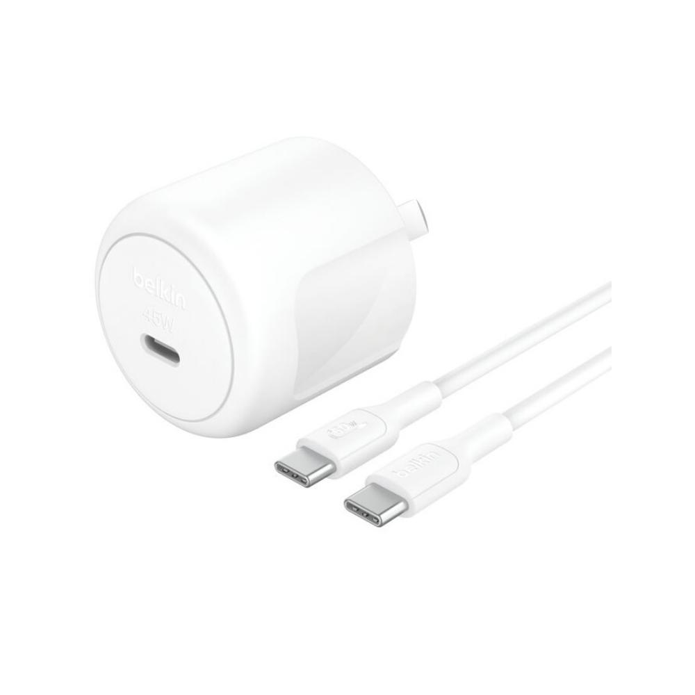 Belkin BoostCharge 45W USB-C PD Wall Charger Fast Charging Adapter White