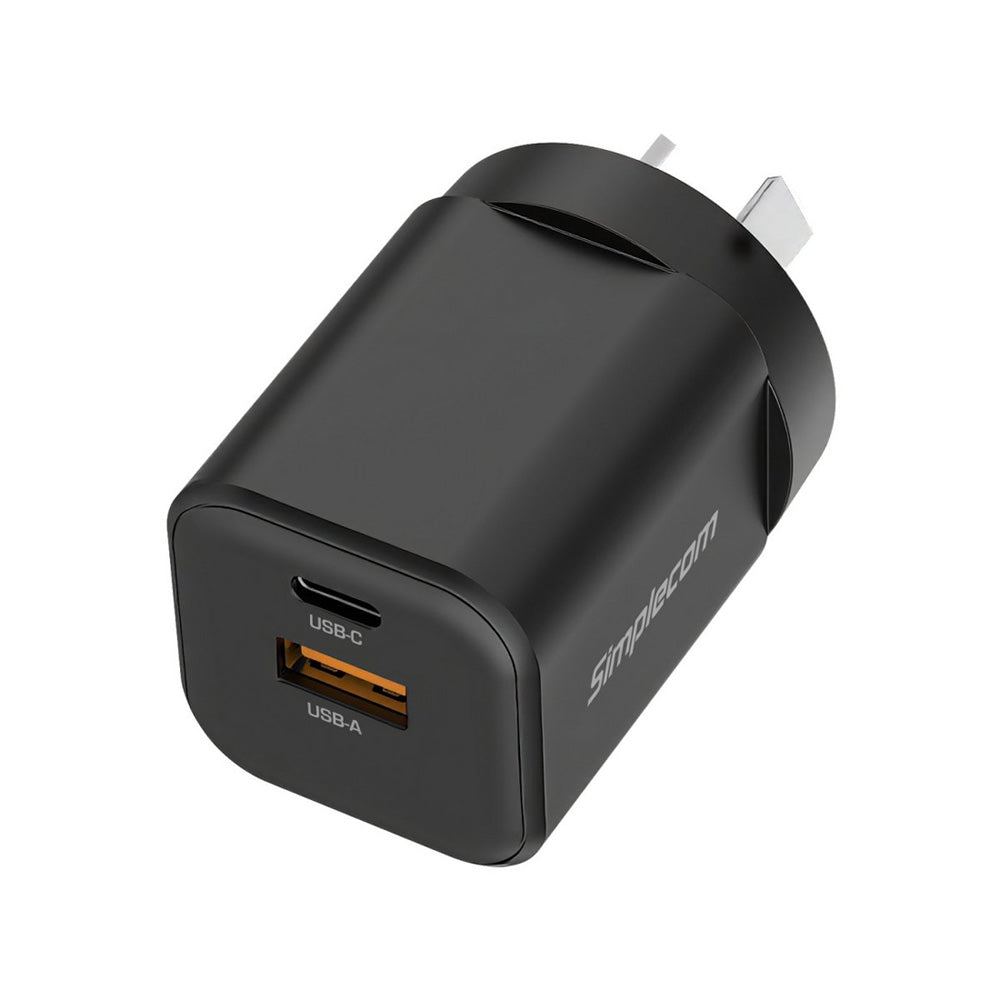 Simplecom CU235 Dual Port PD 35W Fast Wall Charger USB-C and USB-A for Phone Tablet QC3.0 Compact